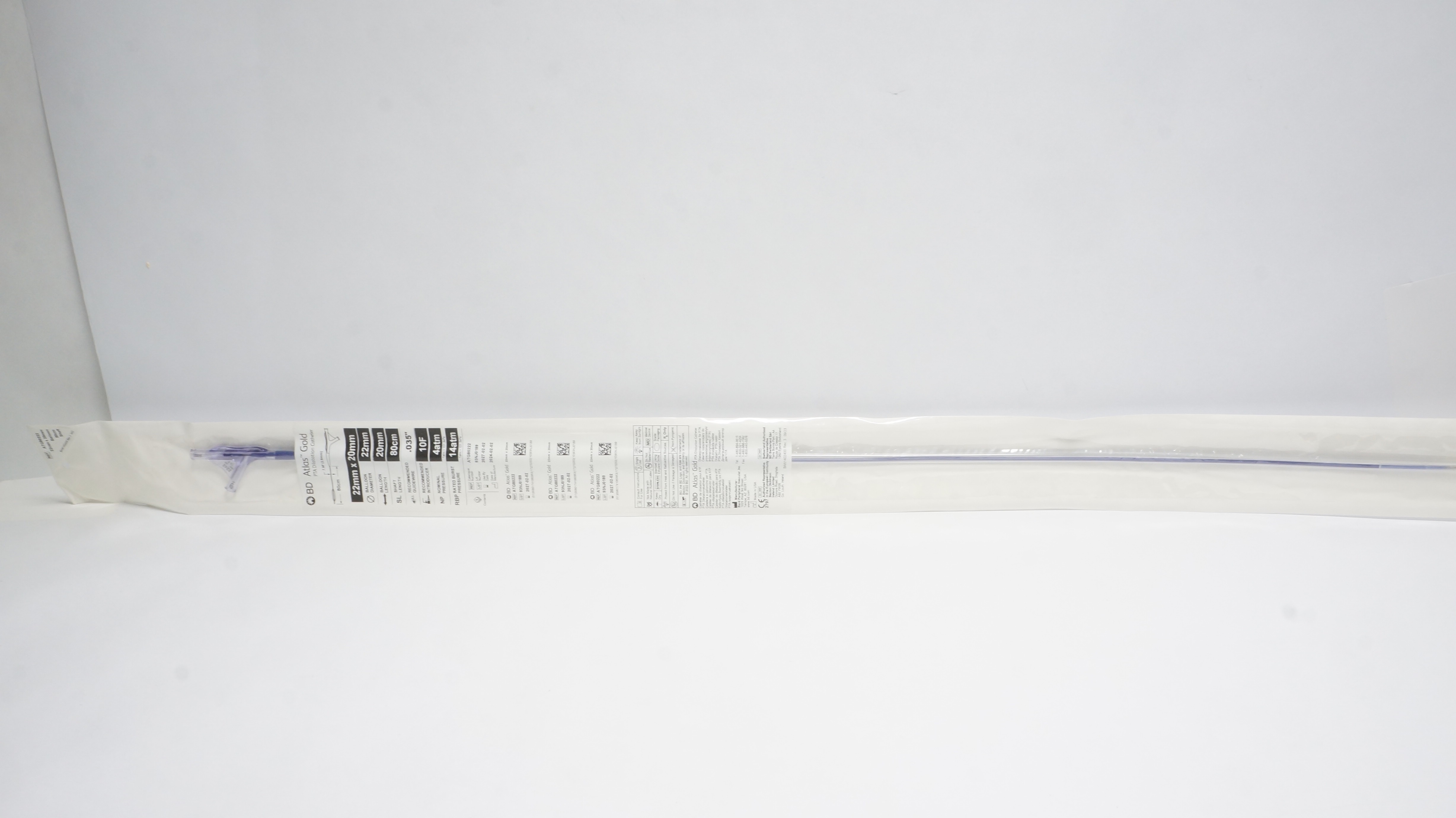 Bard ATG80222 BD Atlas PTA Balloon Dilatation Cath. 22mm x 20mm, 10F