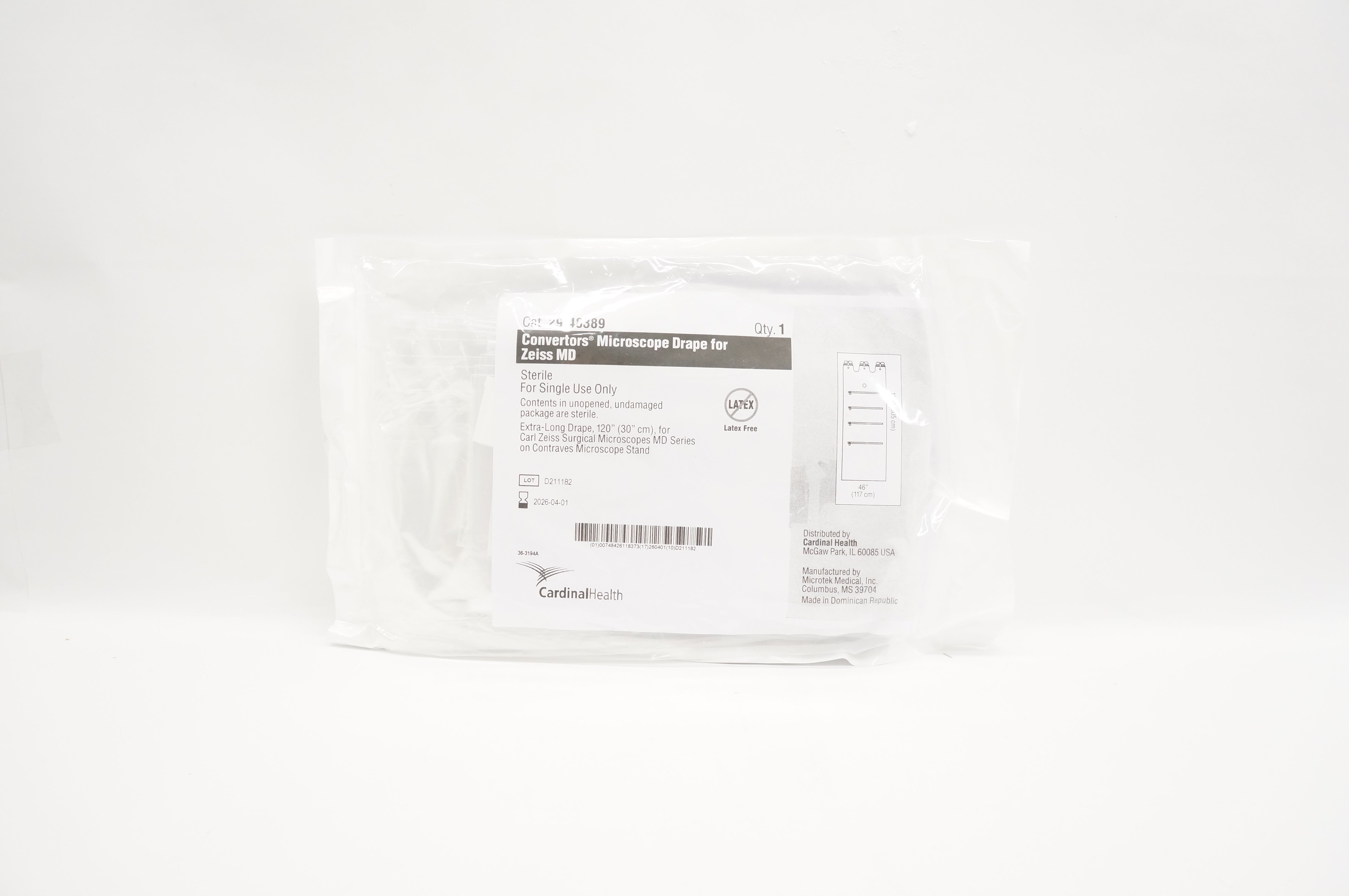 Cardinal Health 29-48389 Convertors Microscope Drape for Zeiss MD