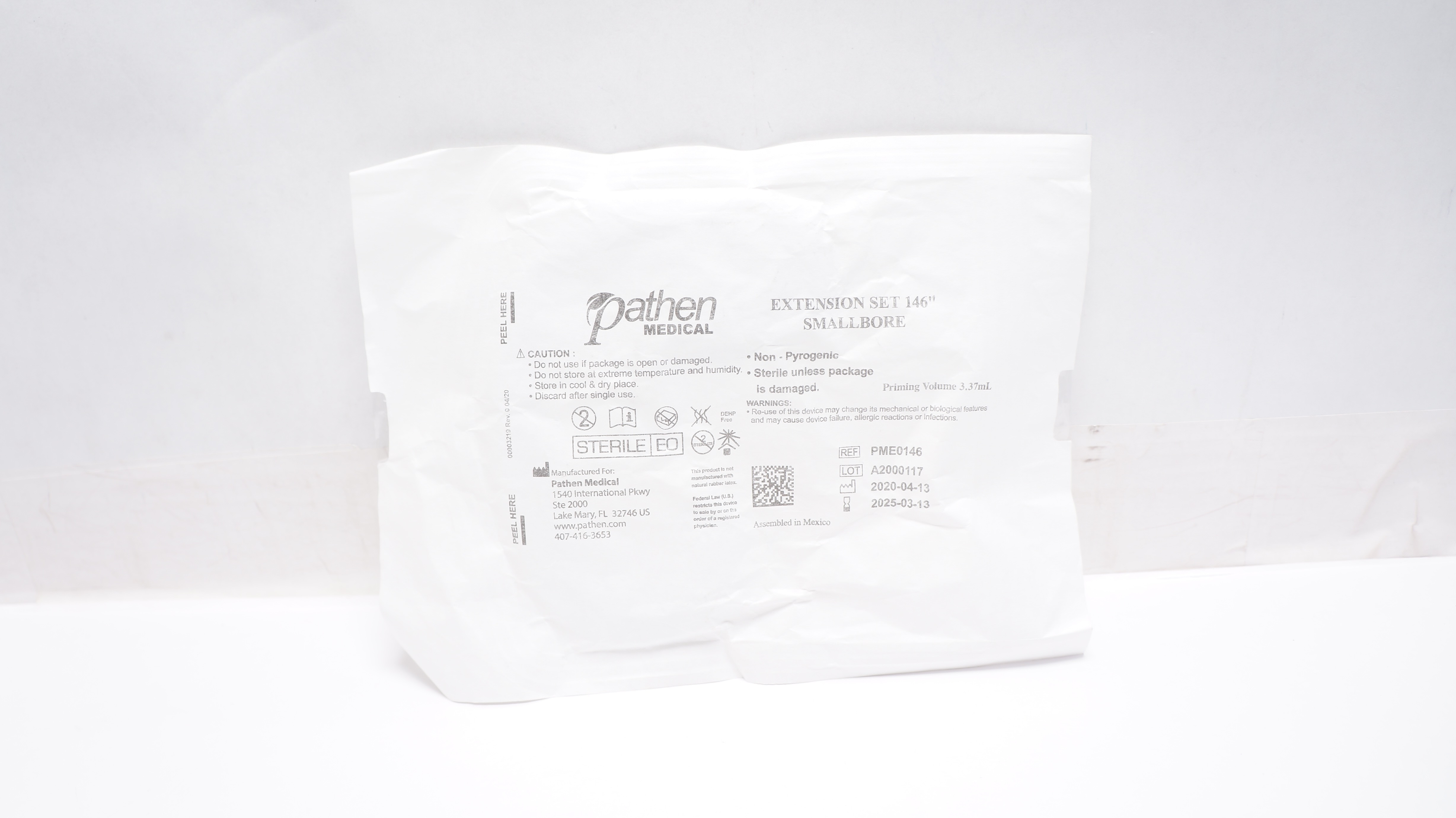 Pathen Medical PME0146 Extension Set 146In Smallbore, 3.37mL