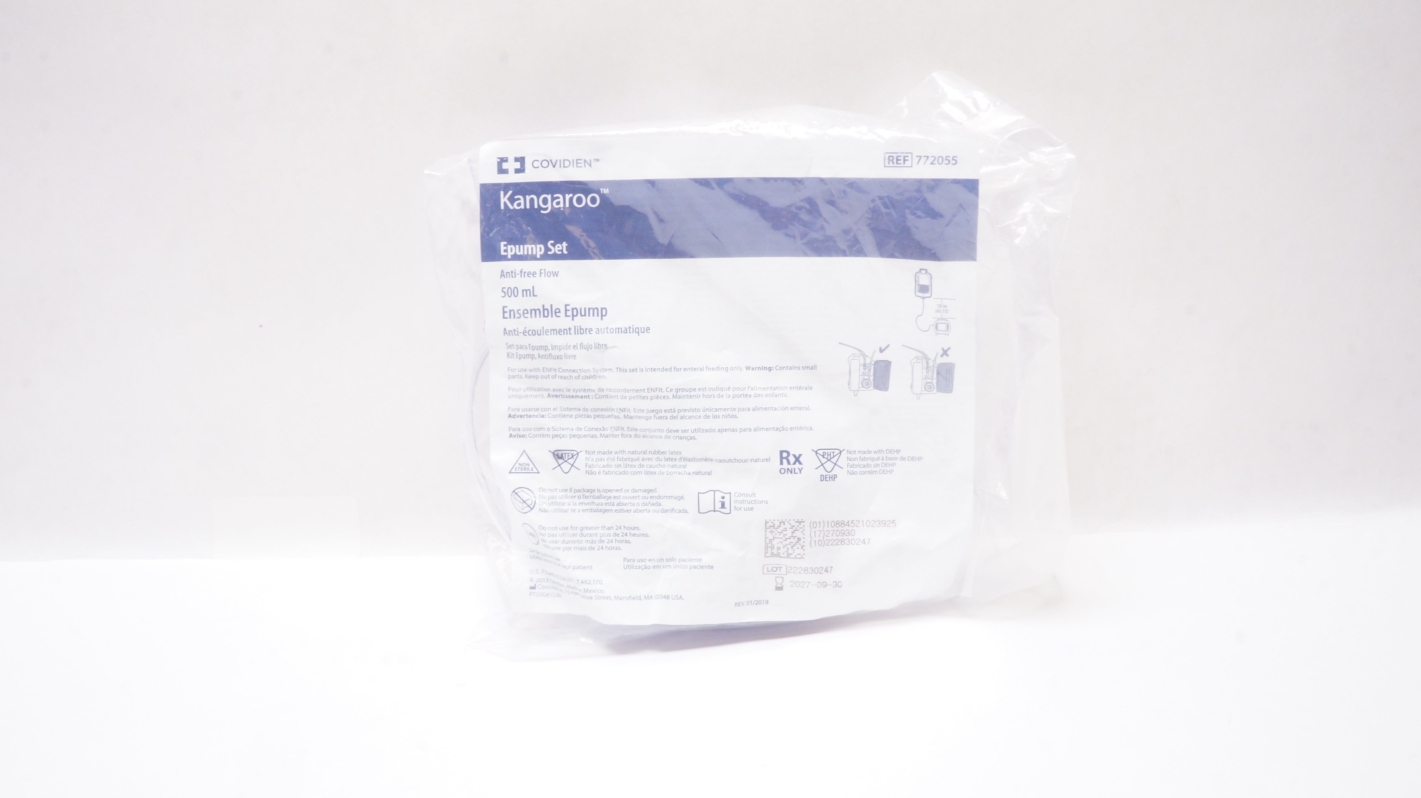 Covidien 772055 Kangaroo Epump Set Anti-Free Flow 500mL