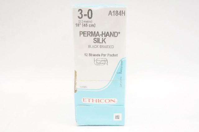 Ethicon A184H 3-0 PERMA-HAND SILK, 12 Strands Per Packet, 18inch (x) - Box of 36