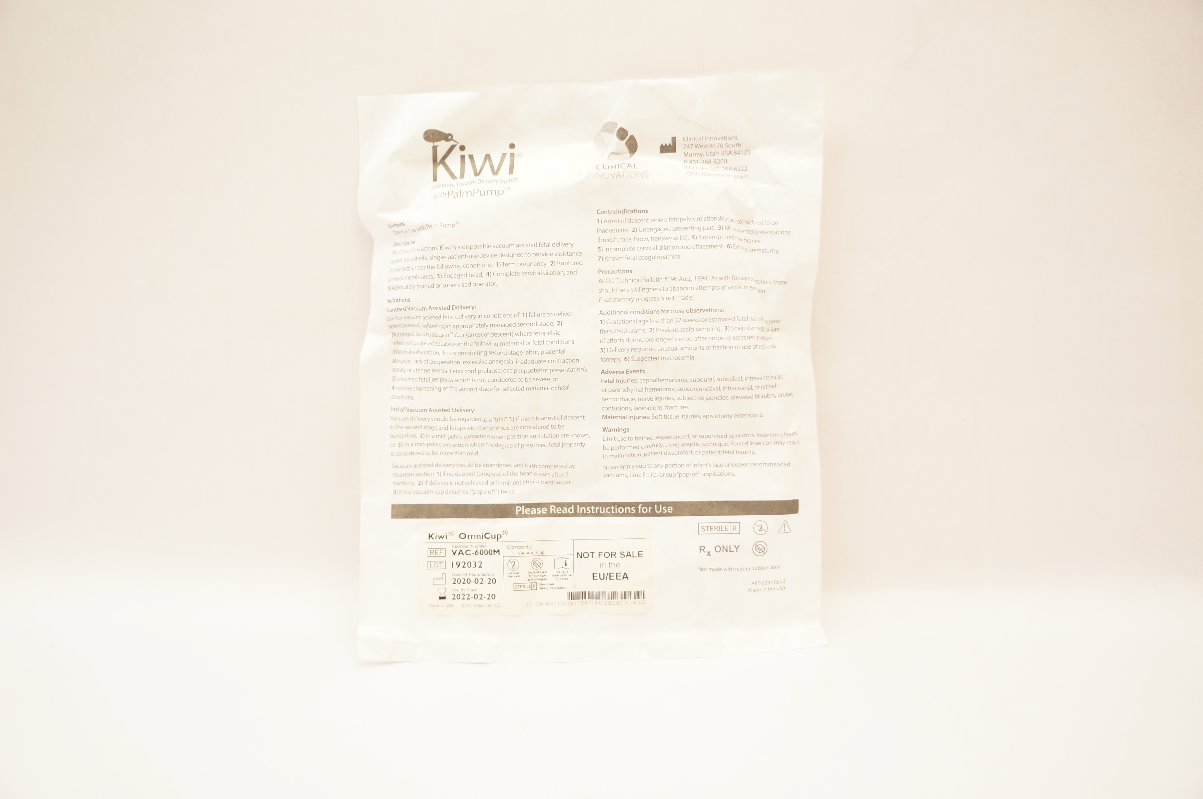 Clinical Innovations VAC-6000M Kiwi OmniCup Complete Vacuum Delivery System (x)