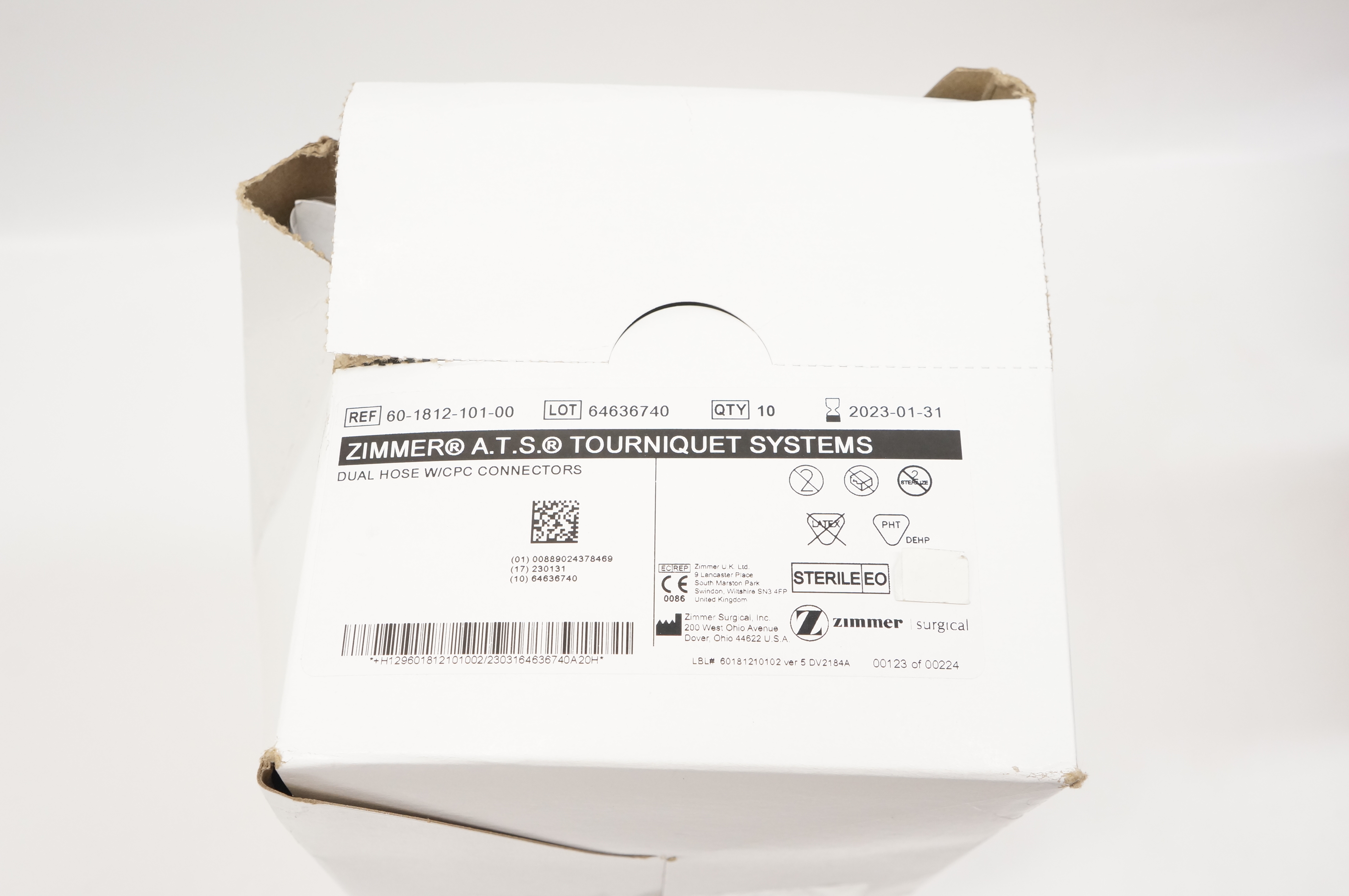 Zimmer 60-1812-101-00 ATS Tourniquet Systems Dual Hose W/CPC Connector-Box of 10