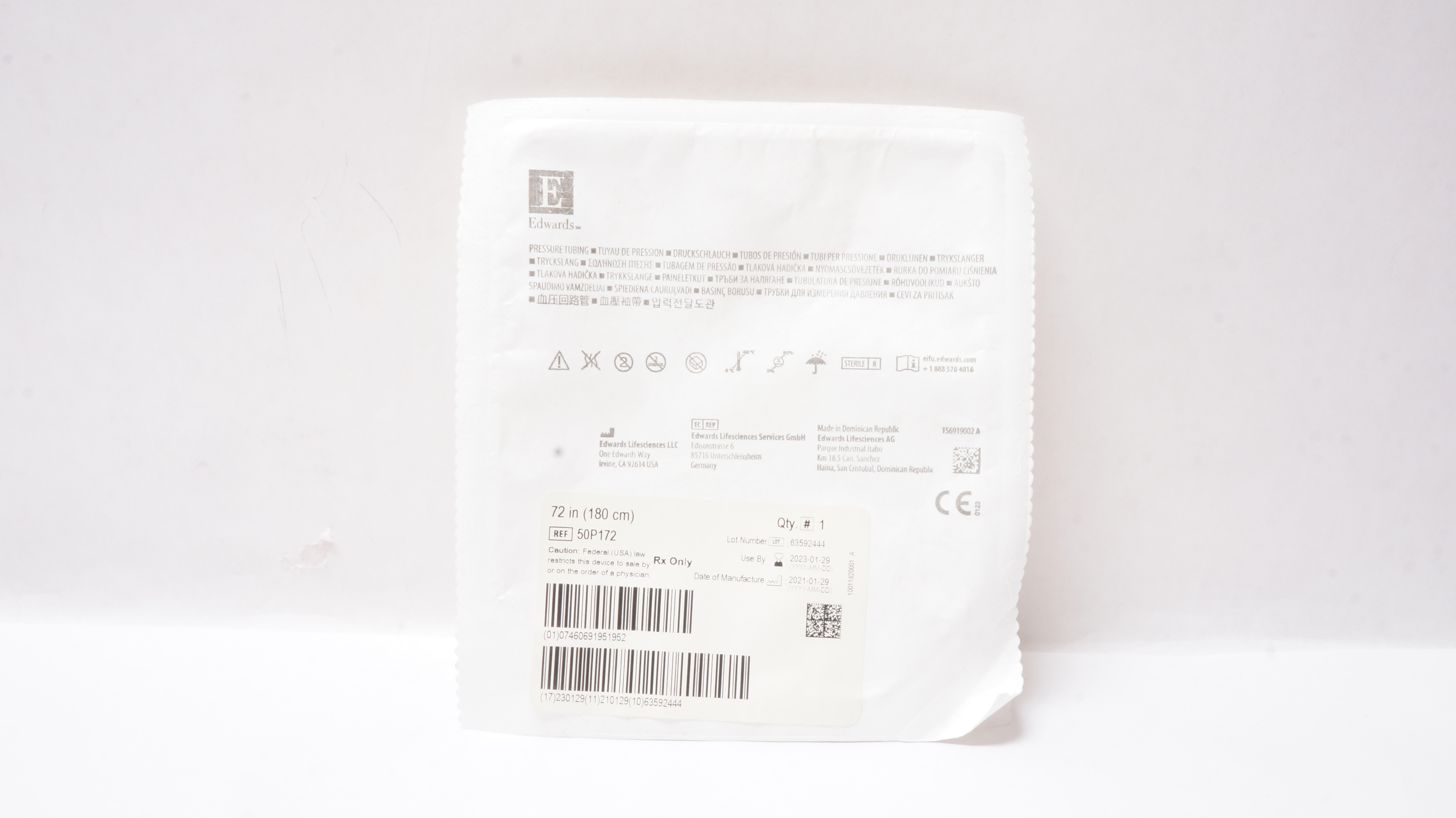 Edwards Lifesciences 50P172 Pressure Tubing 72inch (x)