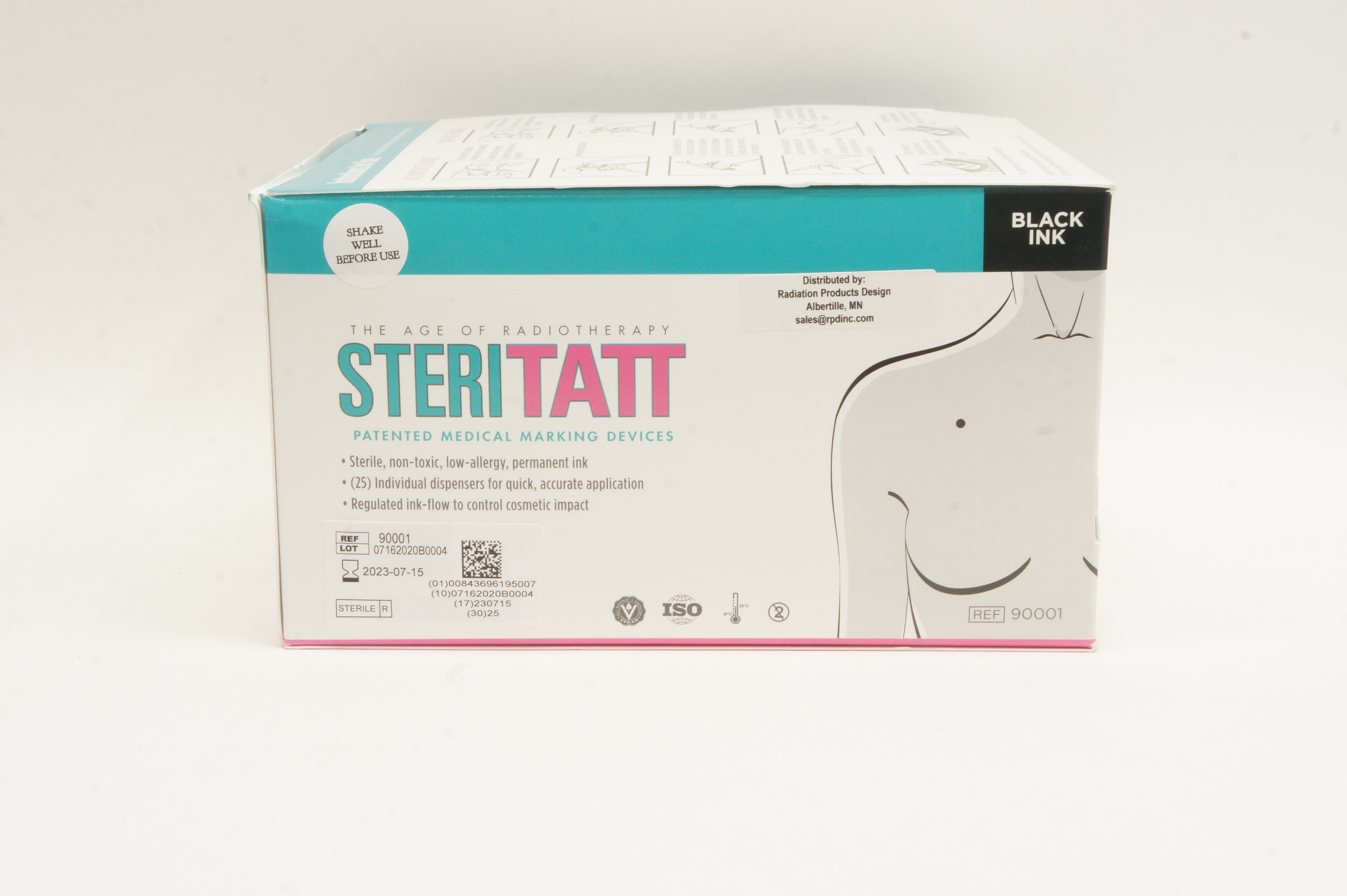 Wolf X-Ray 90001 Steritatt Patented Med Mrkt Devices Black Ink Cartridge-Boxof25