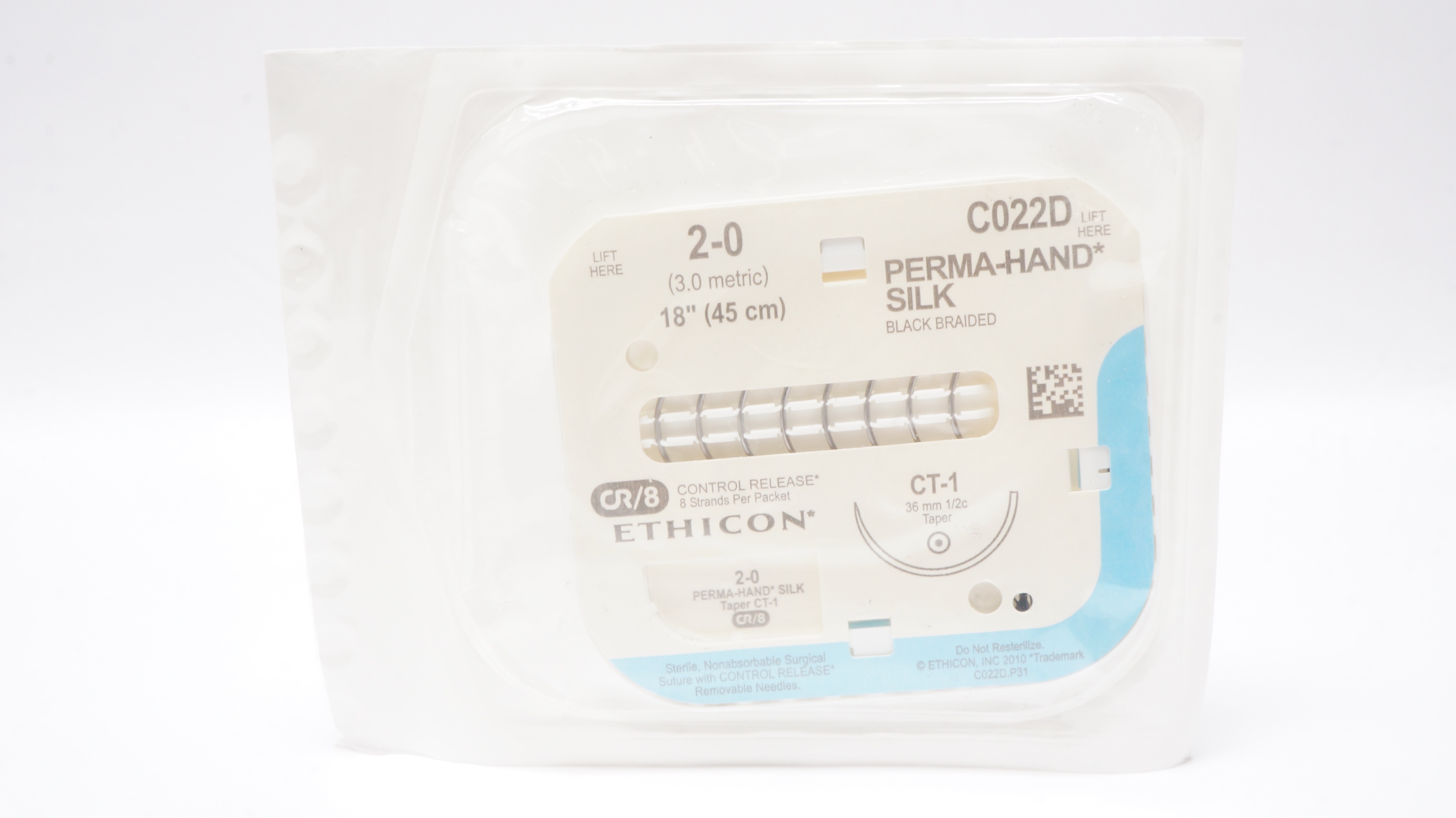 Ethicon C022D 2-0 Perma-Hand Silk Surgical Stre CT-1 36mm 1/2c Taper, 18inch