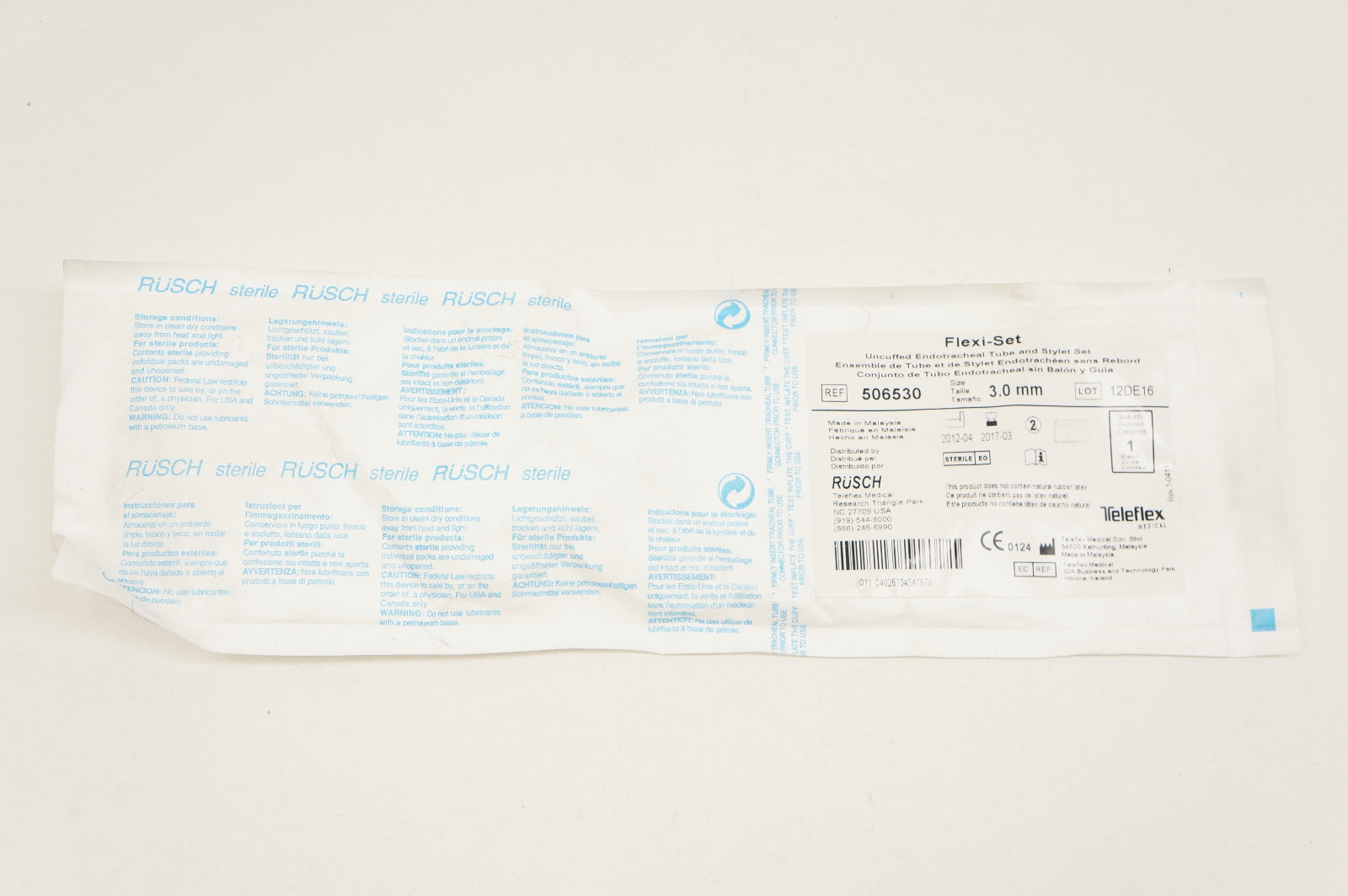 Teleflex 506530 Flexi-Set Uncuffed Endotracheal Tube and Stylet Set 3.0mm (x)