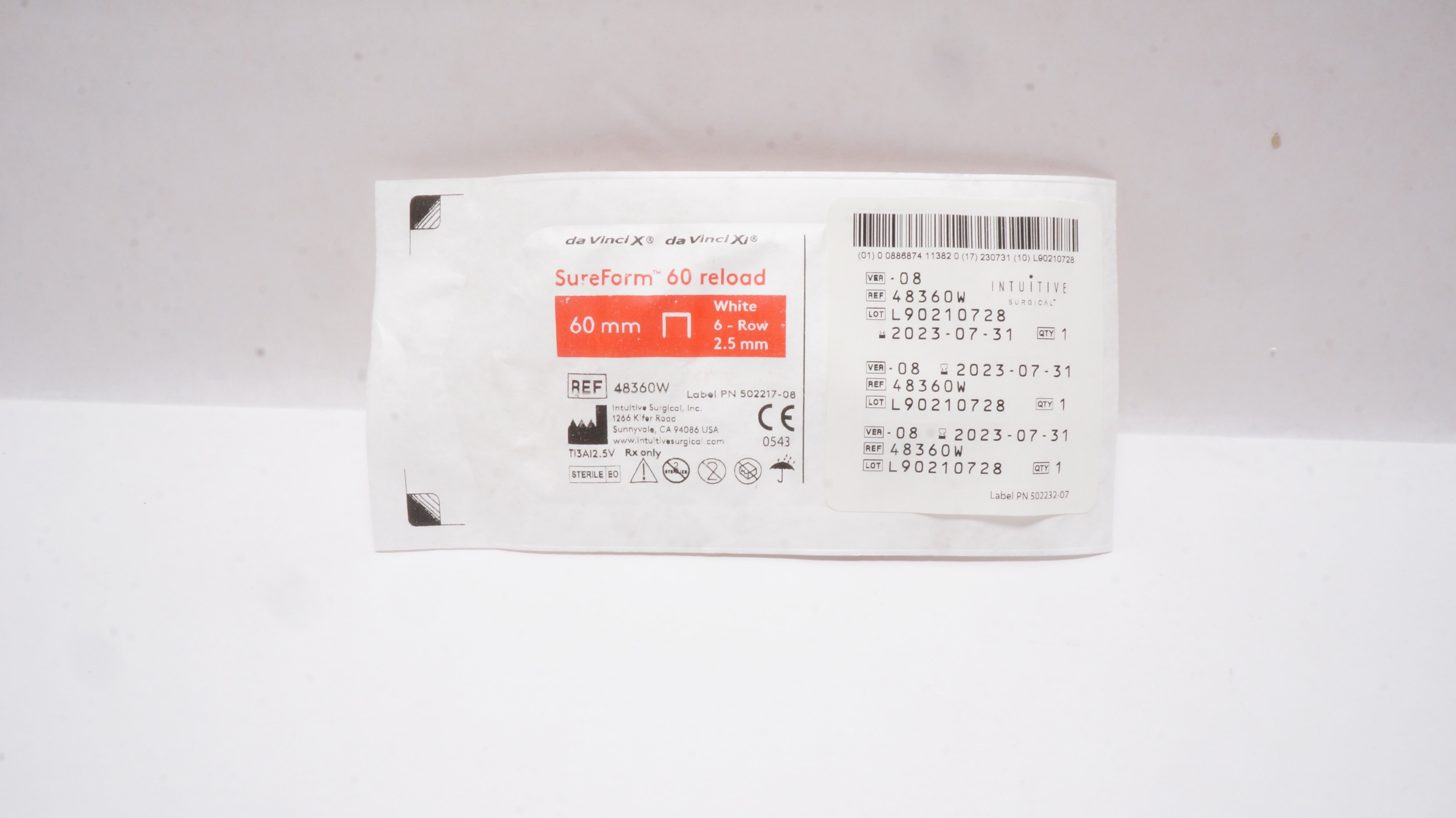 Intuitive 48360W daVinci X Xi SureForm 60 Reload 6-Row White 60mm x 2.5mm (x)