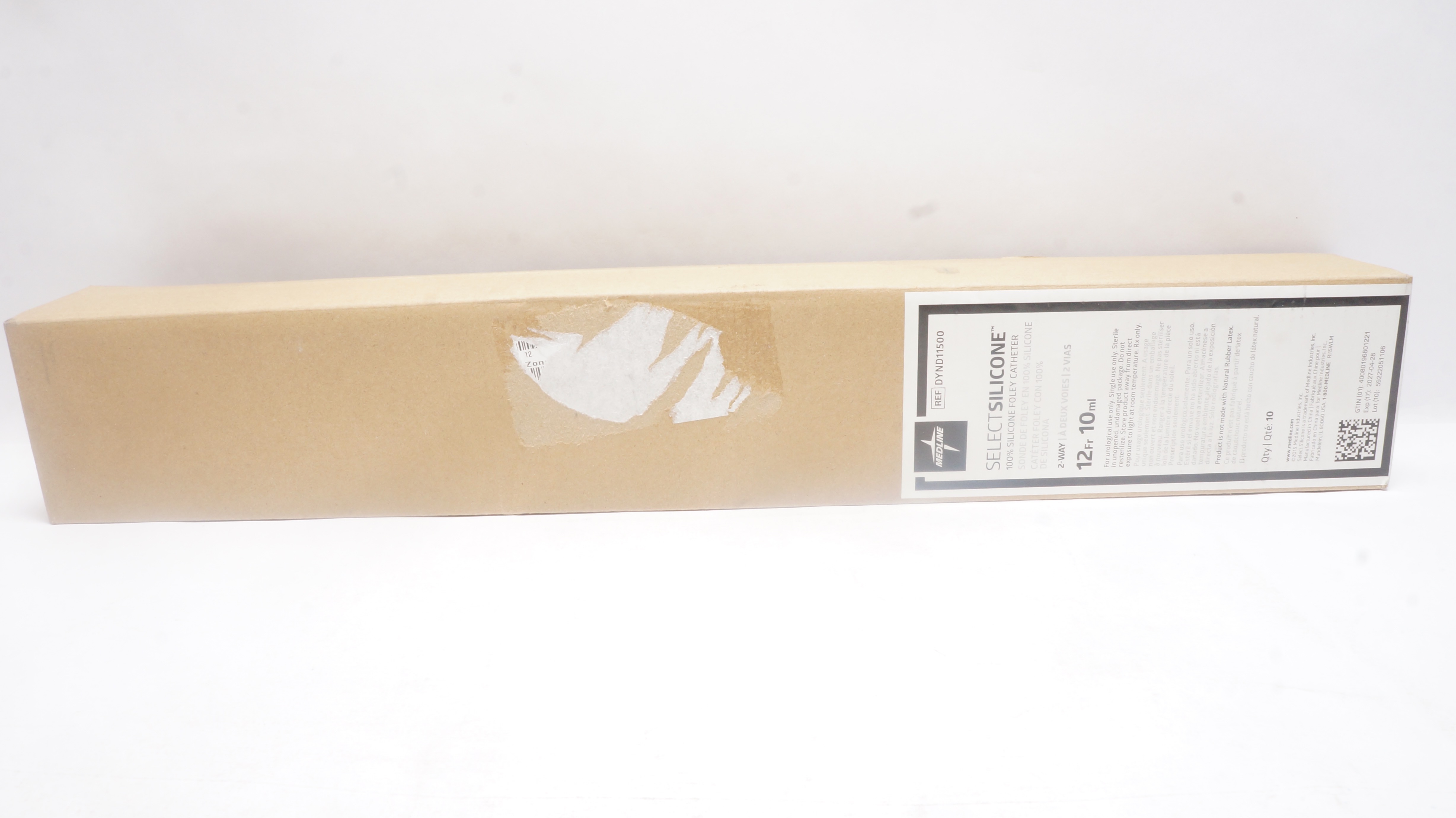 Medline DYND11500 Select Silicone Foley Cath. 2-Way 12Fr. x 10mL - Box of 10
