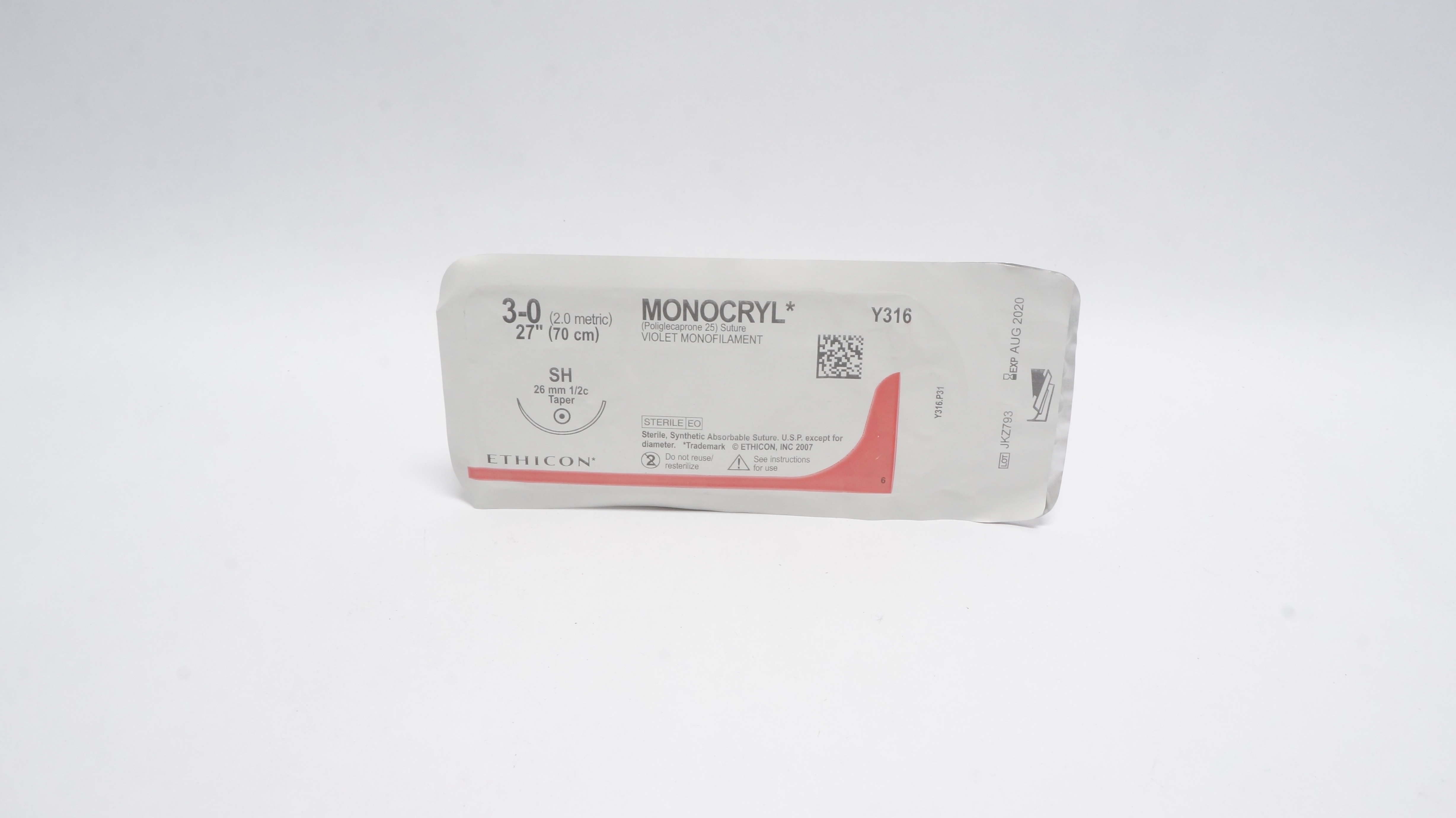 Ethicon Y316 3-0 MONOCRYL SH 26mm 1/2c Taper 27inch (x)