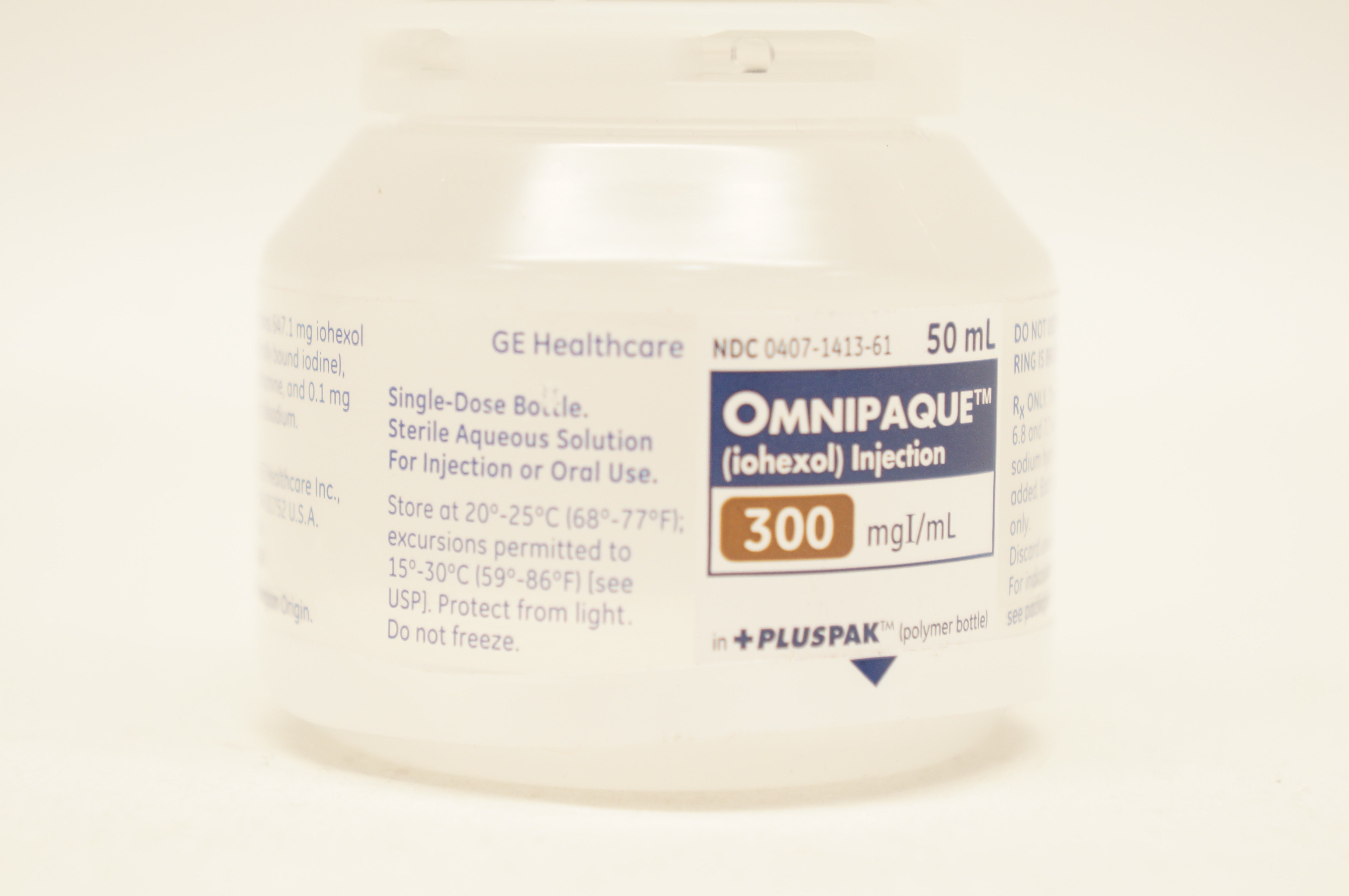 GE Healthcare 1196678 Omnipaque 300mg/mL Injection 50mL PlusPak Bottle