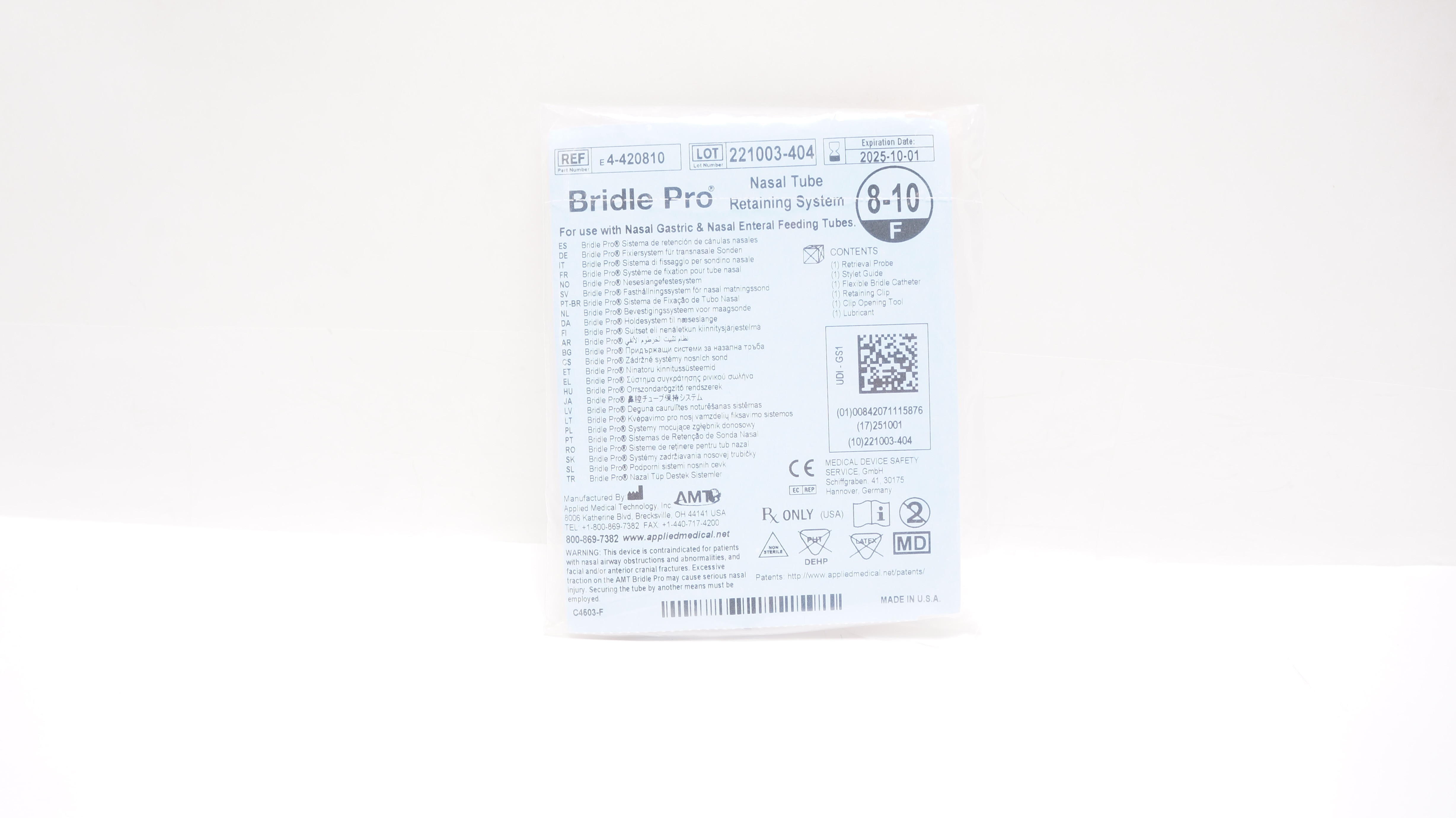 Applied Medical E4-420810 Bridle Pro Nasal Tube Retaining System 8-10F