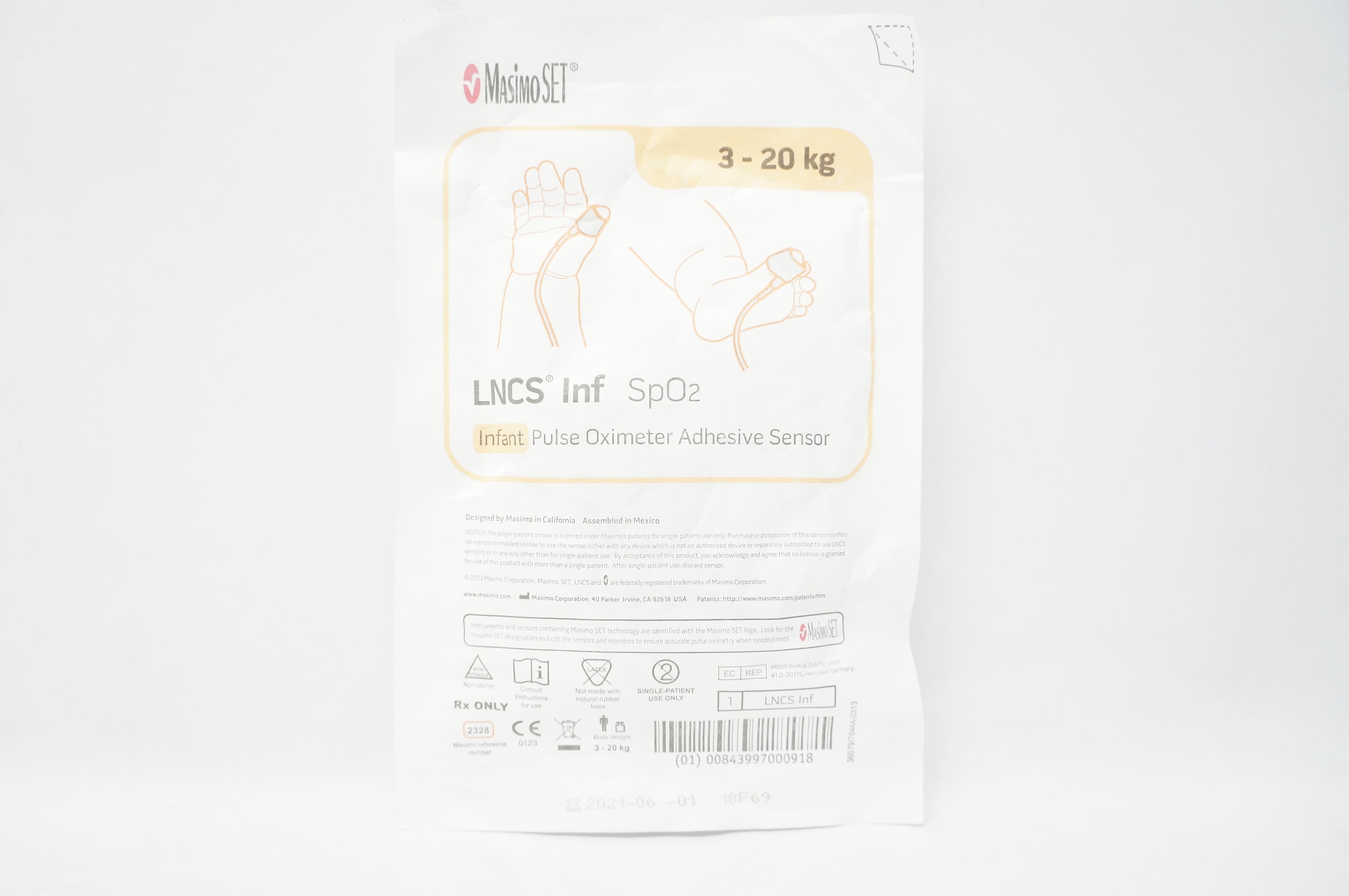 Masimo 2328 LNCS Inf SpO2 Infant Pulse Oximeter Adhesive Sensor 3-20kg (x)