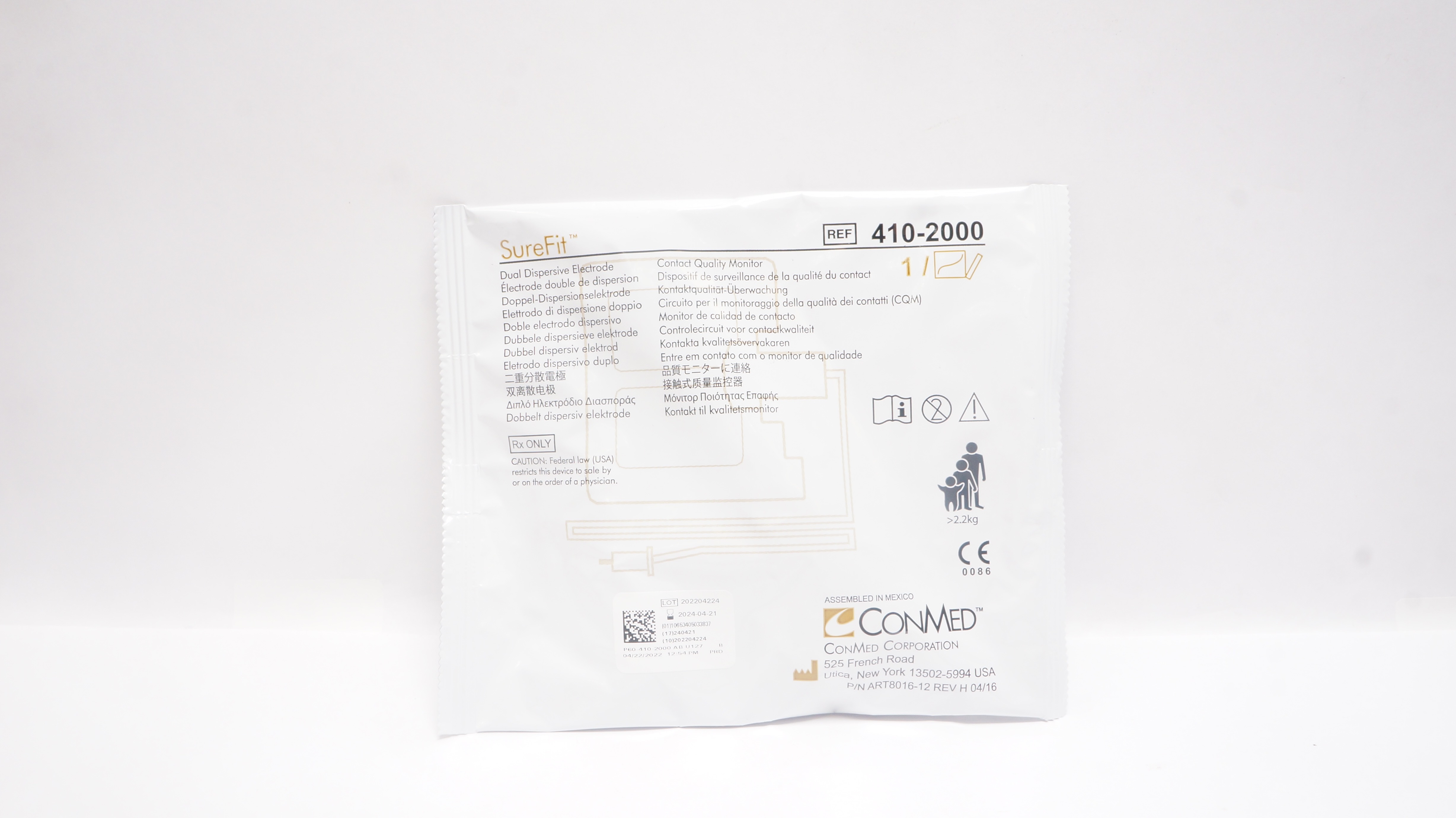 ConMed 410-2000 SureFit Dual Dispersive Electrode