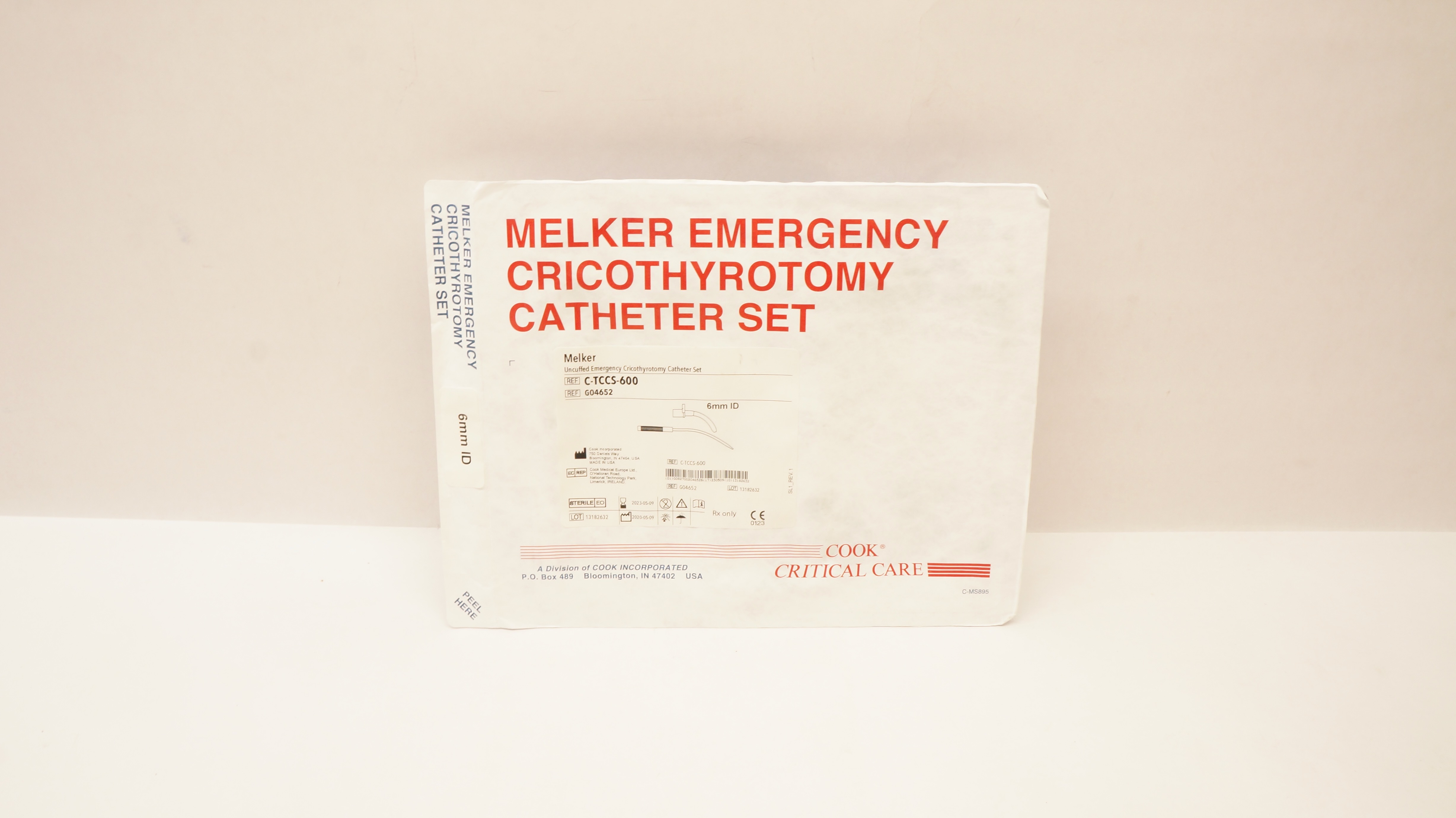 Cook Medical G04652 Melker Uncuffed Emergency Cricothyrotomy Cath. Set 6mm (x)