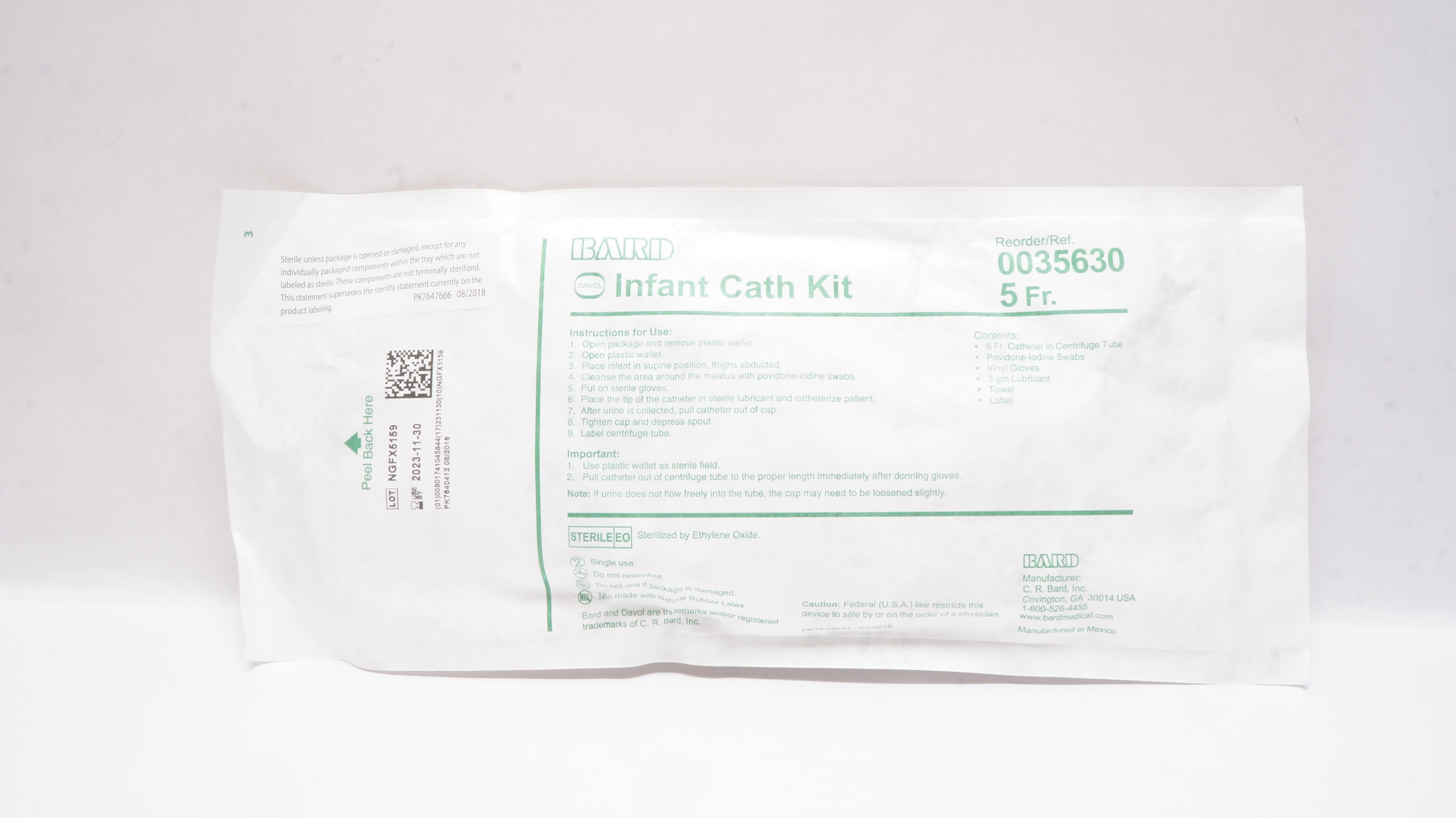 Bard 0035630 Davol Infant and Pediatric Cath. Kit 5Fr. (x)