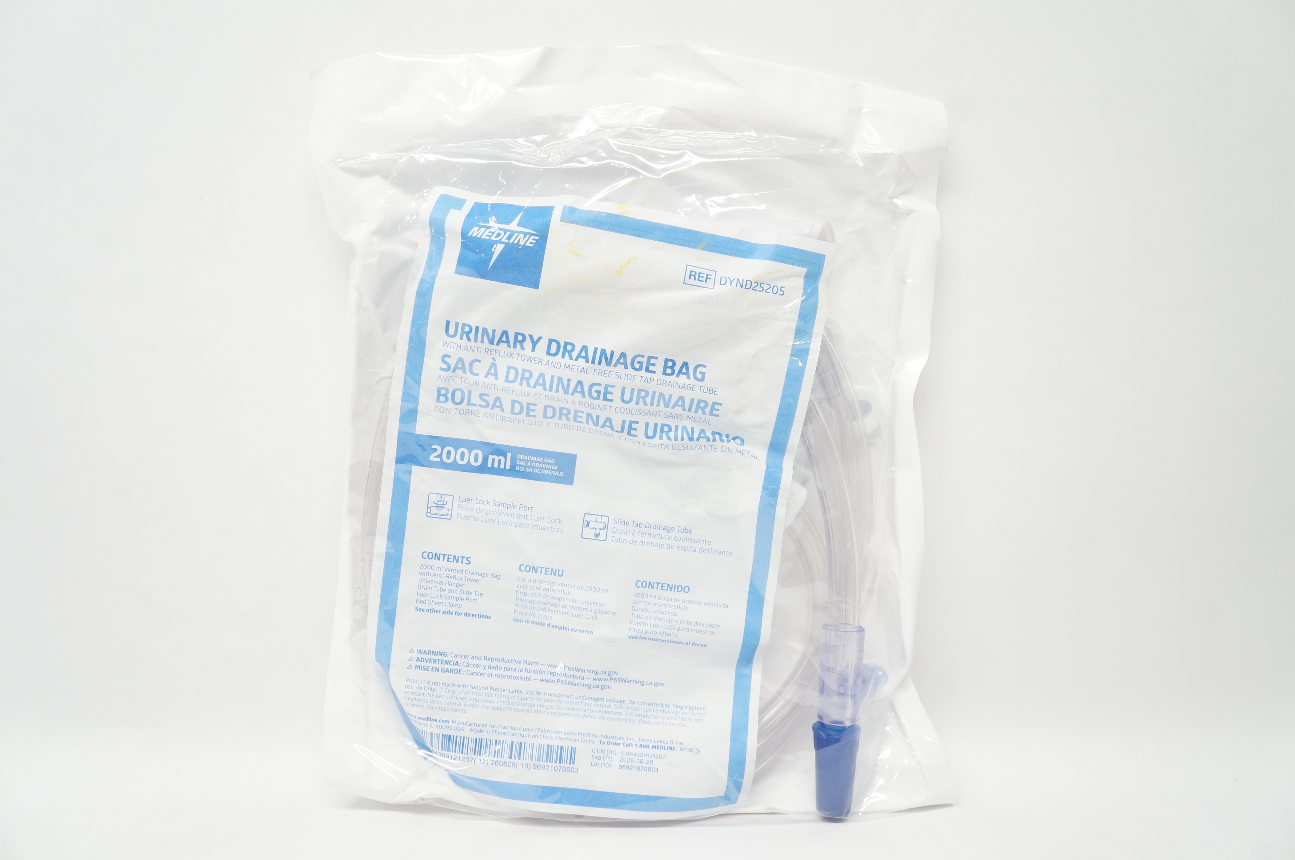 Medline DYND25205 Urinary Drainage Bag 2000mL