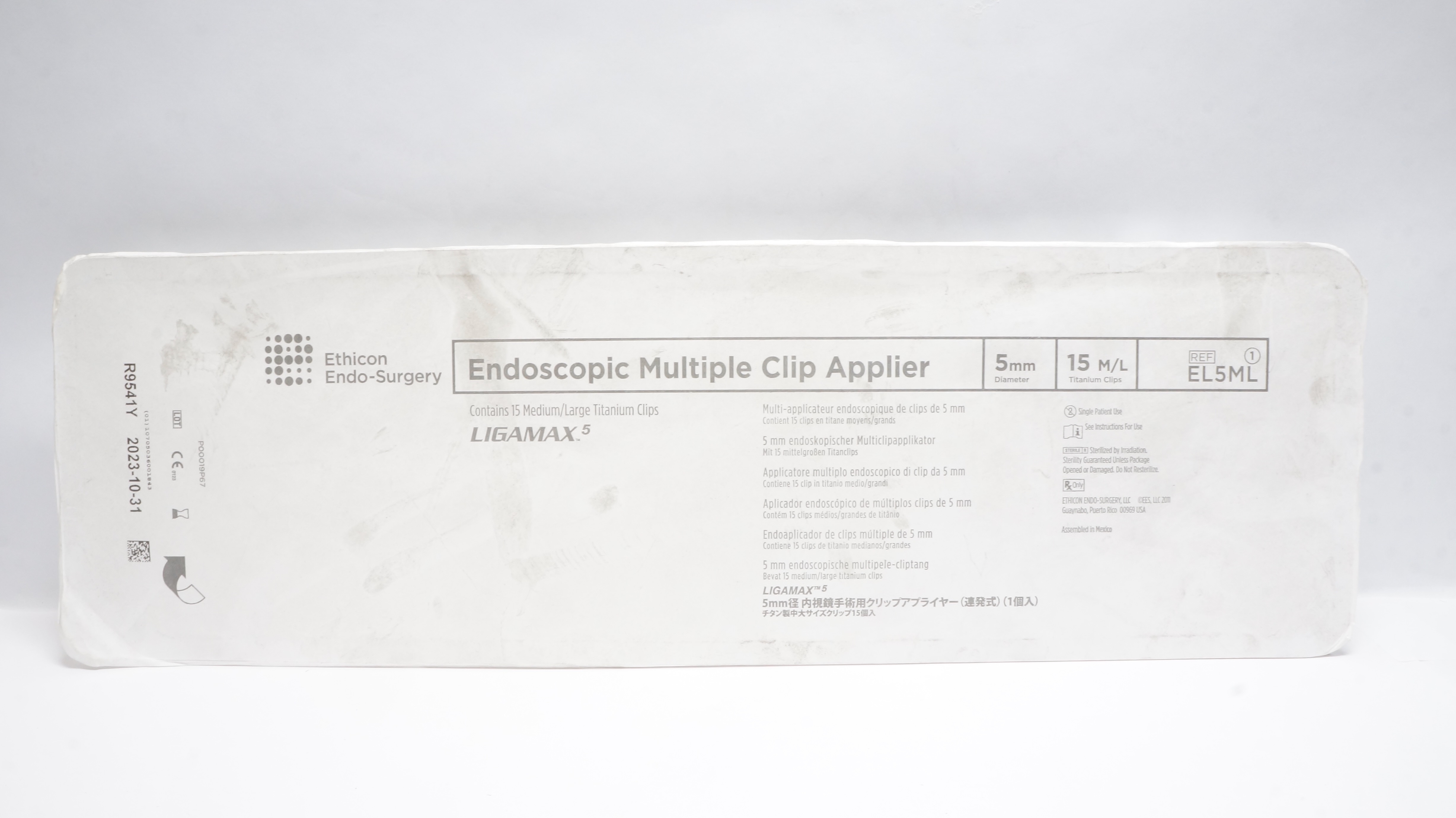 Ethicon EL5ML Ligamax Endoscopic Multiple Clip Applier 5mm, 15Medium/Large (x)