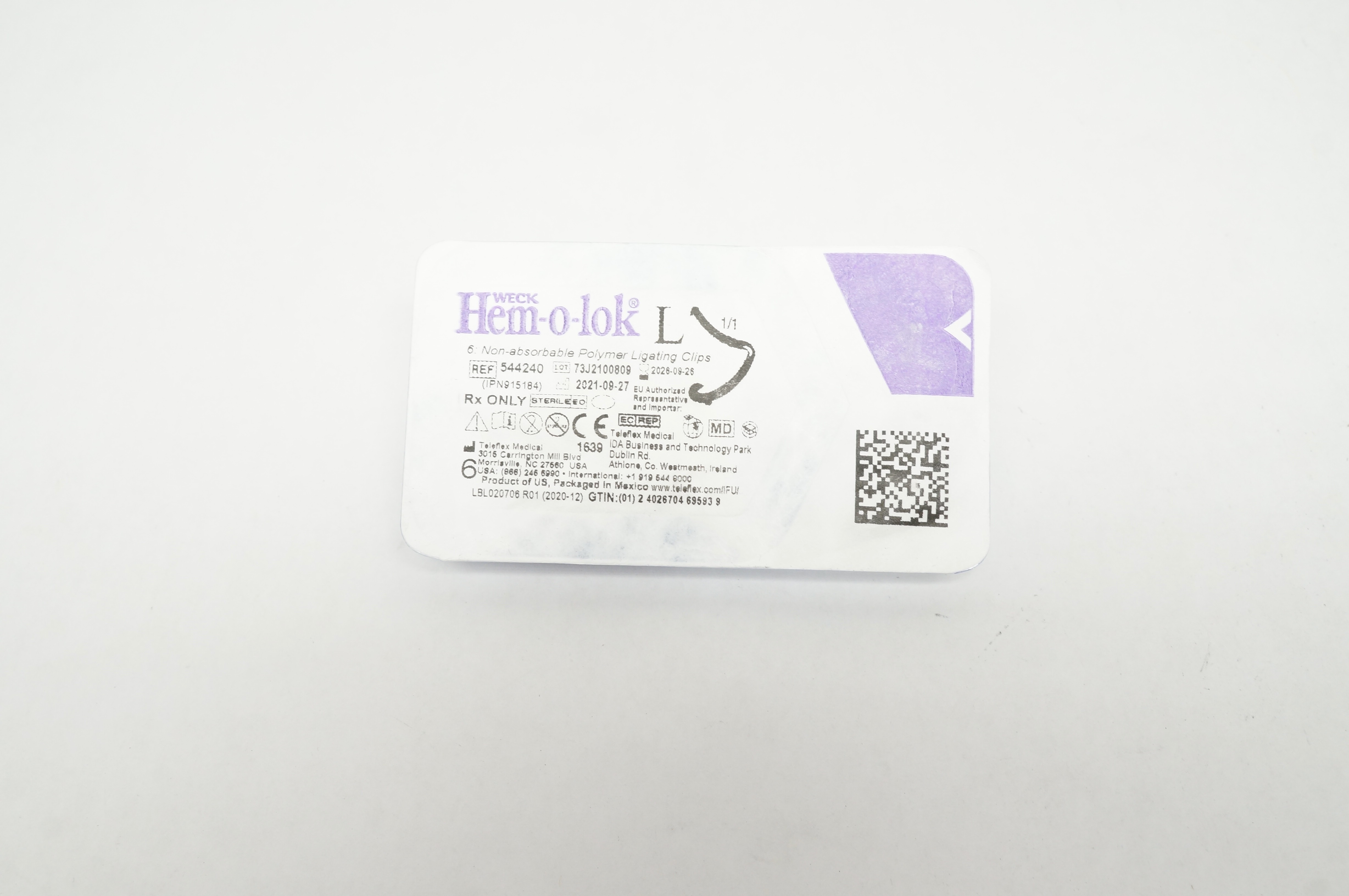 Teleflex 544240 Weck Hem-o-lok 6 Non-Absorbable Polymer Ligating Clips Large