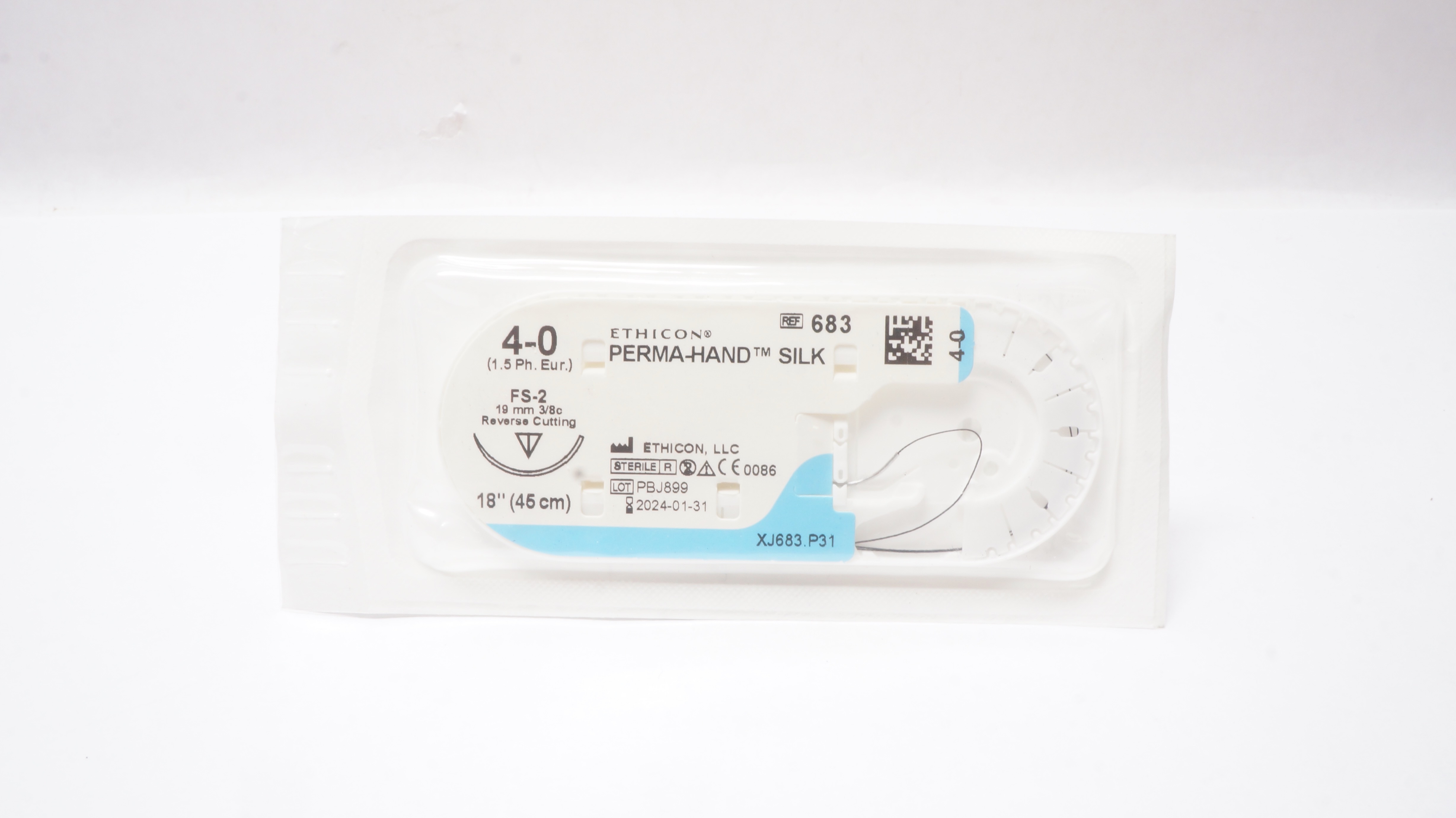 Ethicon 683 4-0 Perma-Hand Silk Stre FS-2 19mm 3/8c Reverse Cutting 18inch (x)