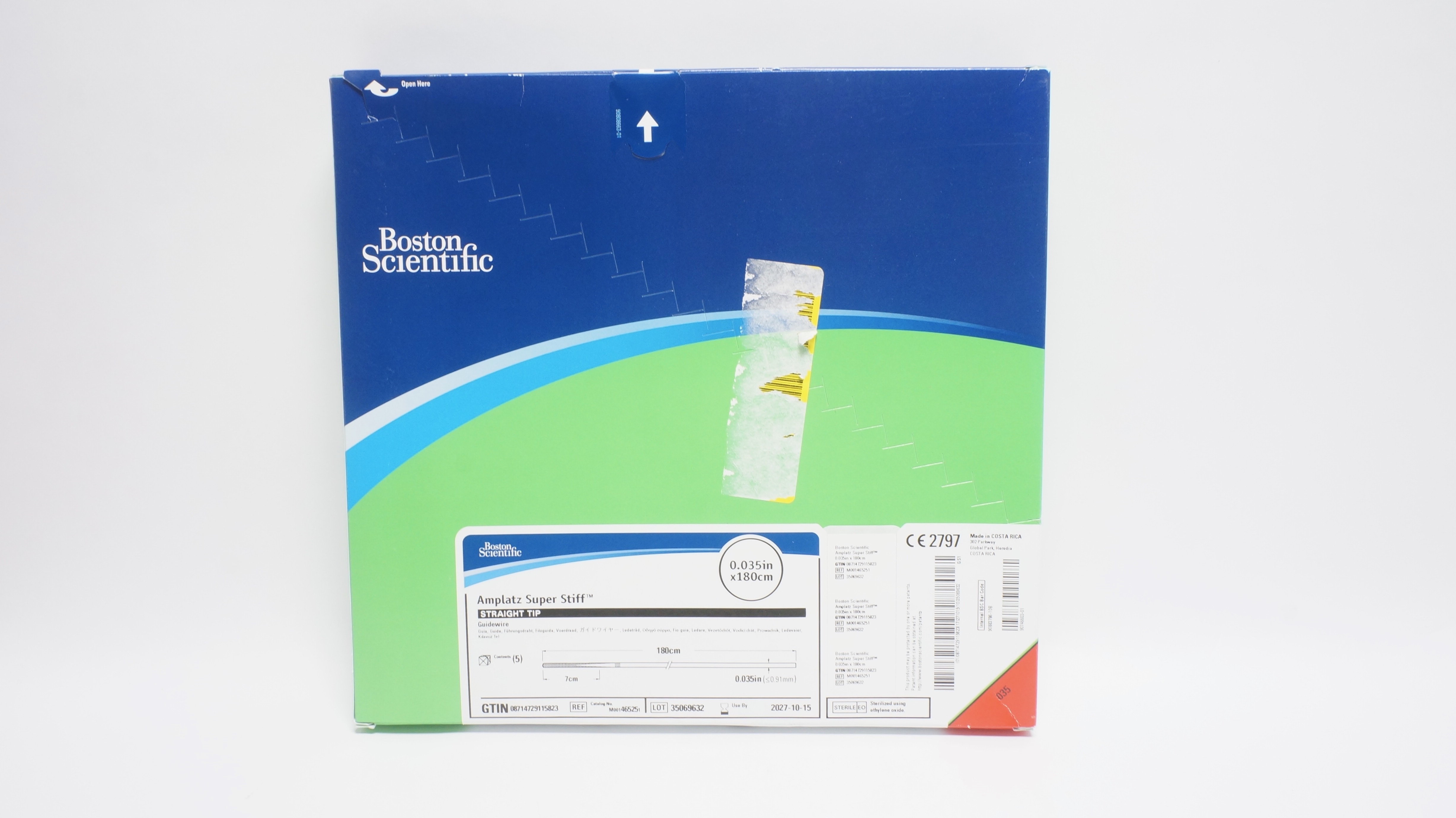 Boston Scientific M001465251 Amplatz Super Stiff Straight Guidewire - Box of 5