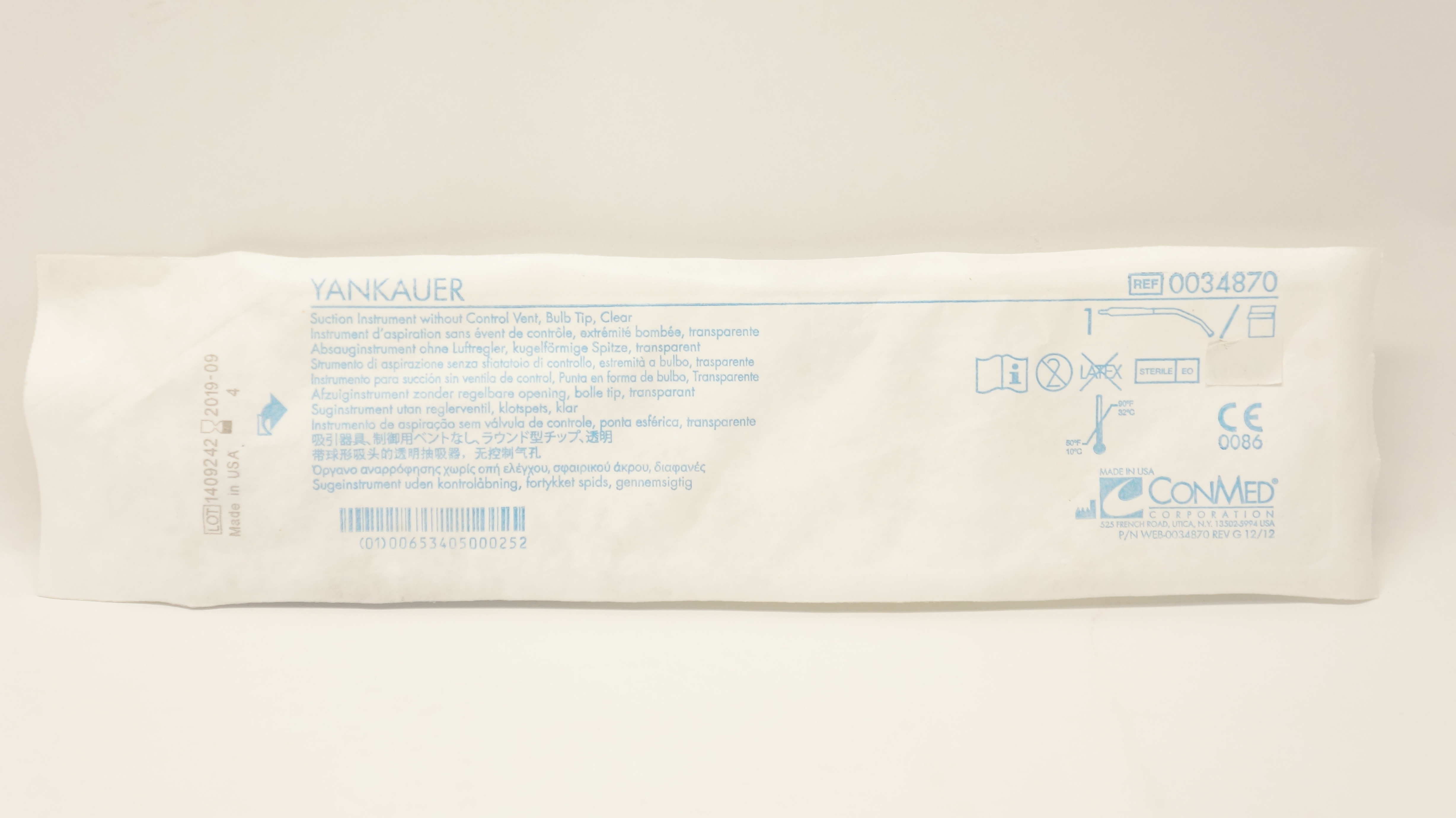 ConMed 0034870 YANKAUER Suction Instrument without Control Vent (x)