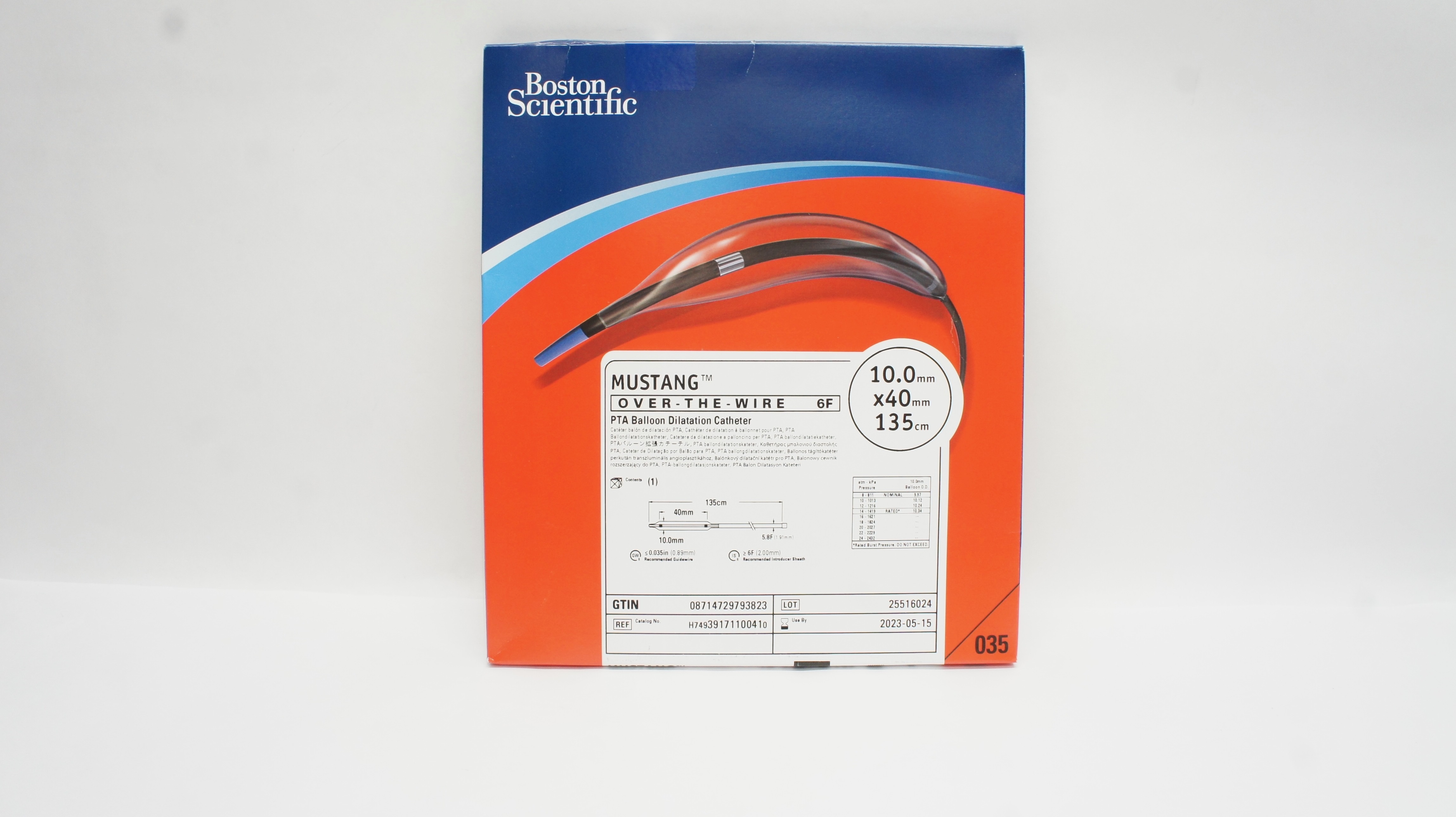 Boston Scientific H74939171100410 Mustang Dilatation Cath. 10 x 40mm x 135cm (x)