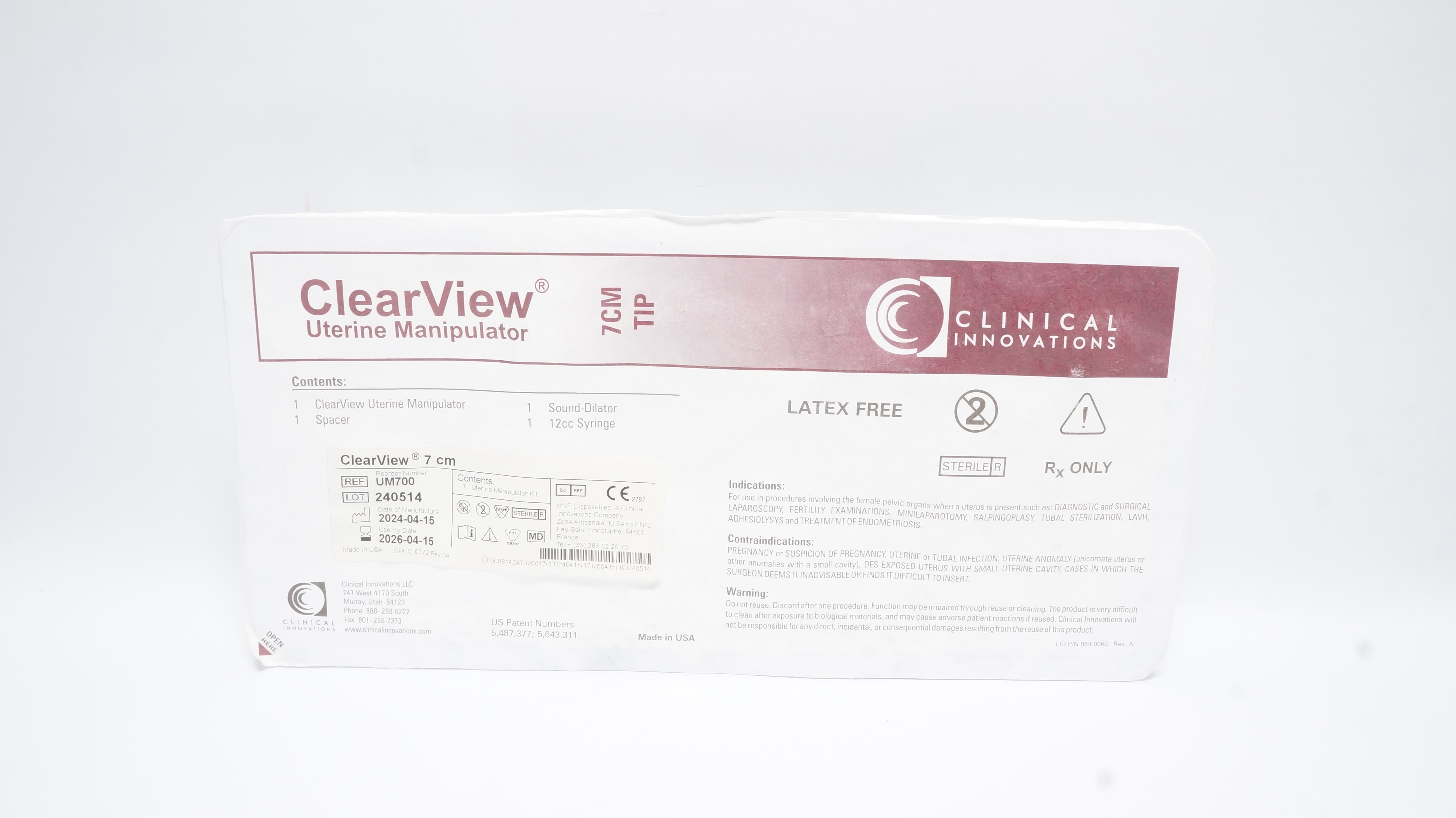 Clinical Innovations UM700 ClearView Uterine Manipulator 7cm Tip (x)