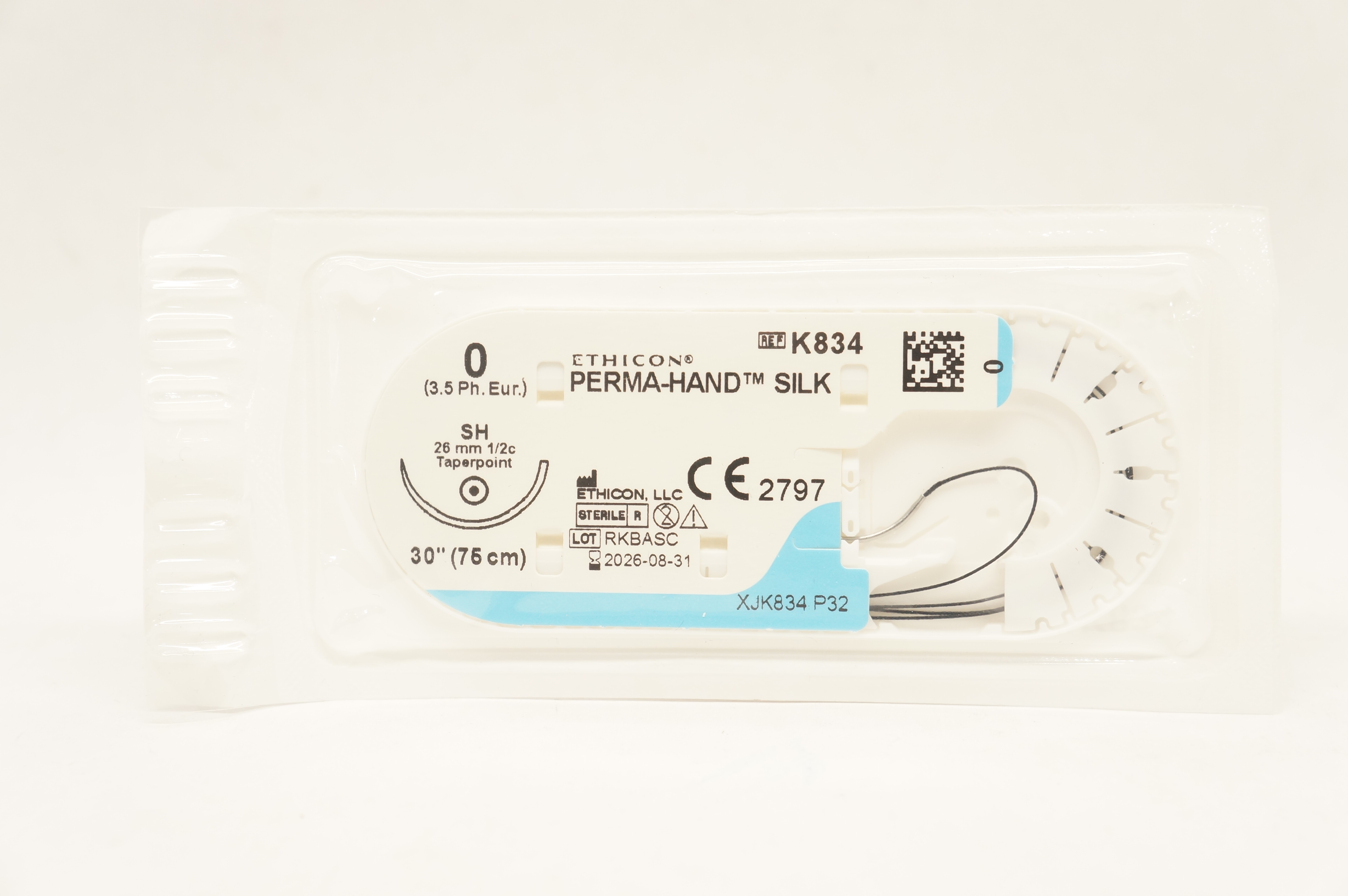 Ethicon K834 0 Perma-Hand Silk Stre SH 26mm 1/2c Taperpoint 30inch