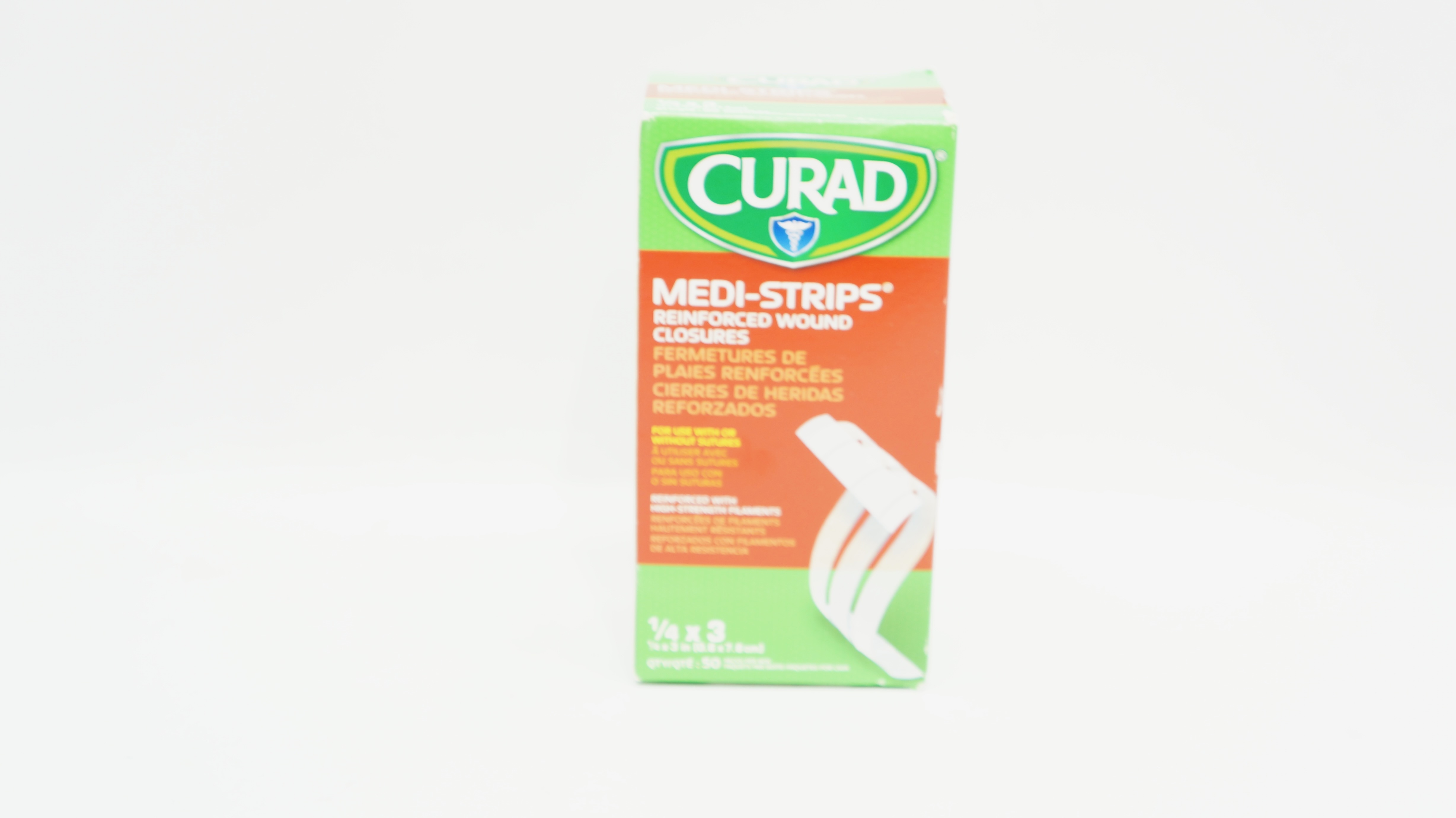 Curad NON250314 Medi-Strips Reinforced Wound Closures 1/4 x 3In - Box of 50