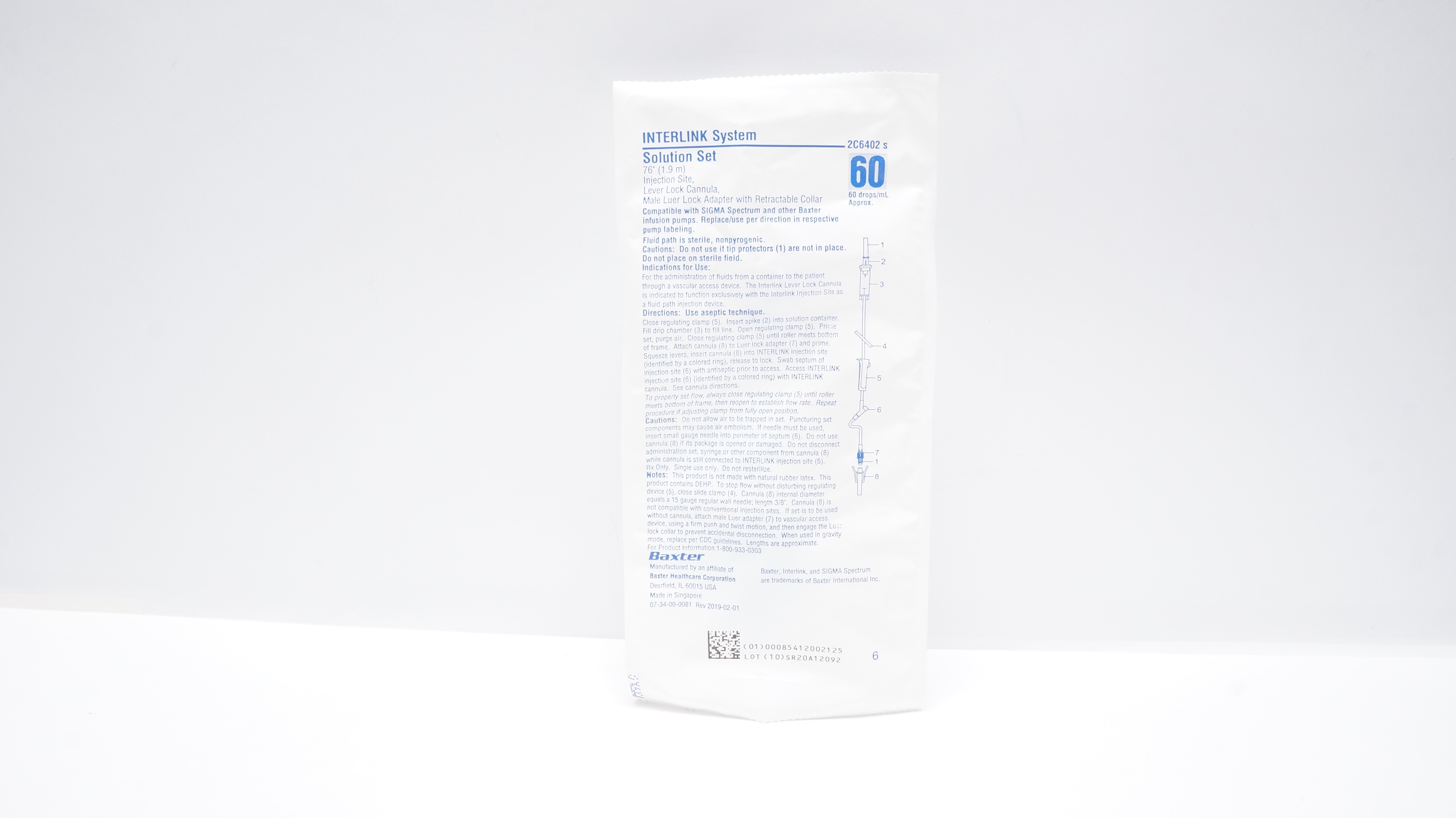 Baxter 2C6402S Interlink System 60 Drops/mL Solution Set