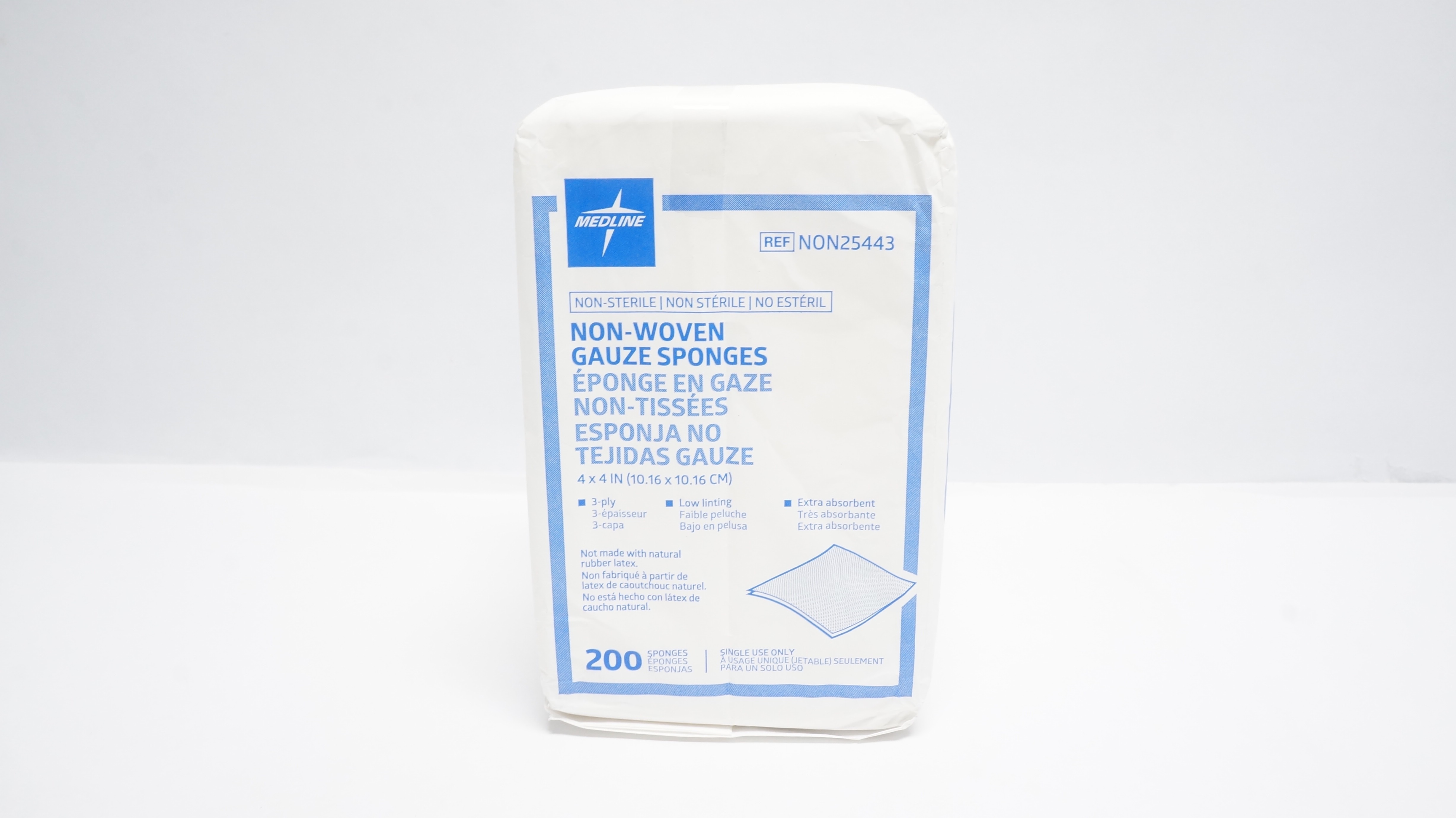 Medline NON25443 Non-Woven 4 x 4In, 3-Ply - Pack of 200