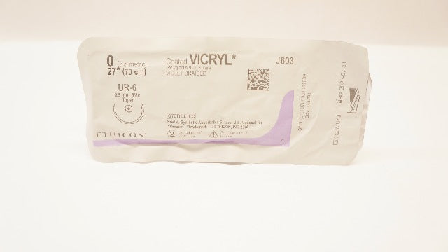 Ethicon J603 0 Coated VICRYL, UR-6, 26mm 5/8c Taper, 27inch