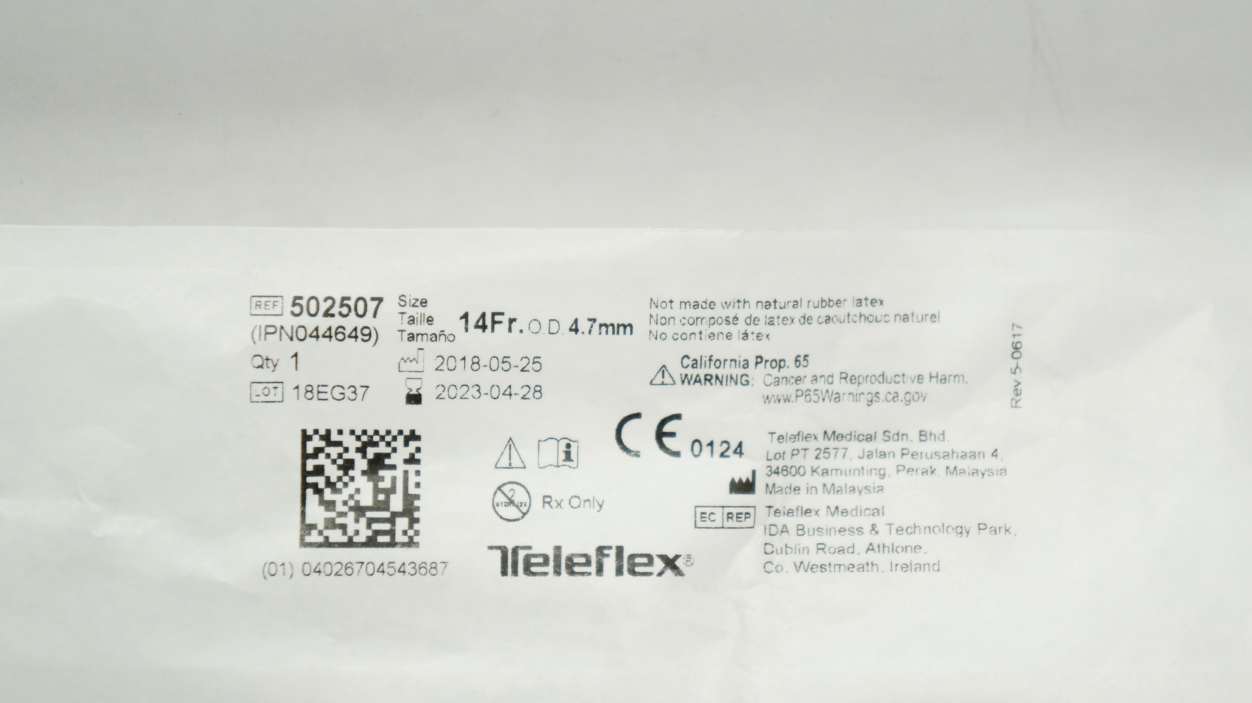 Teleflex 502507 Rusch Flexi-Slip Stylet, Soft Distal Tip 14Fr O.D. x 4.7mm (x)