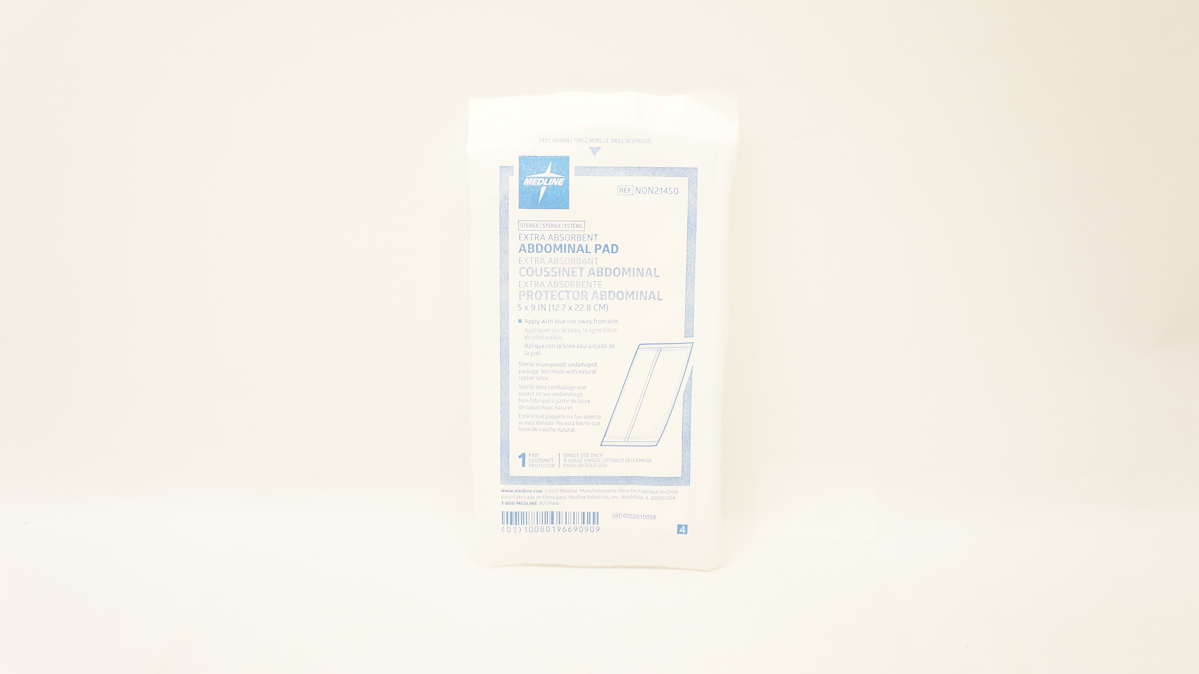 Medline NON21450 Extra Absorbent Abdominal Pad 5inch x 9inch