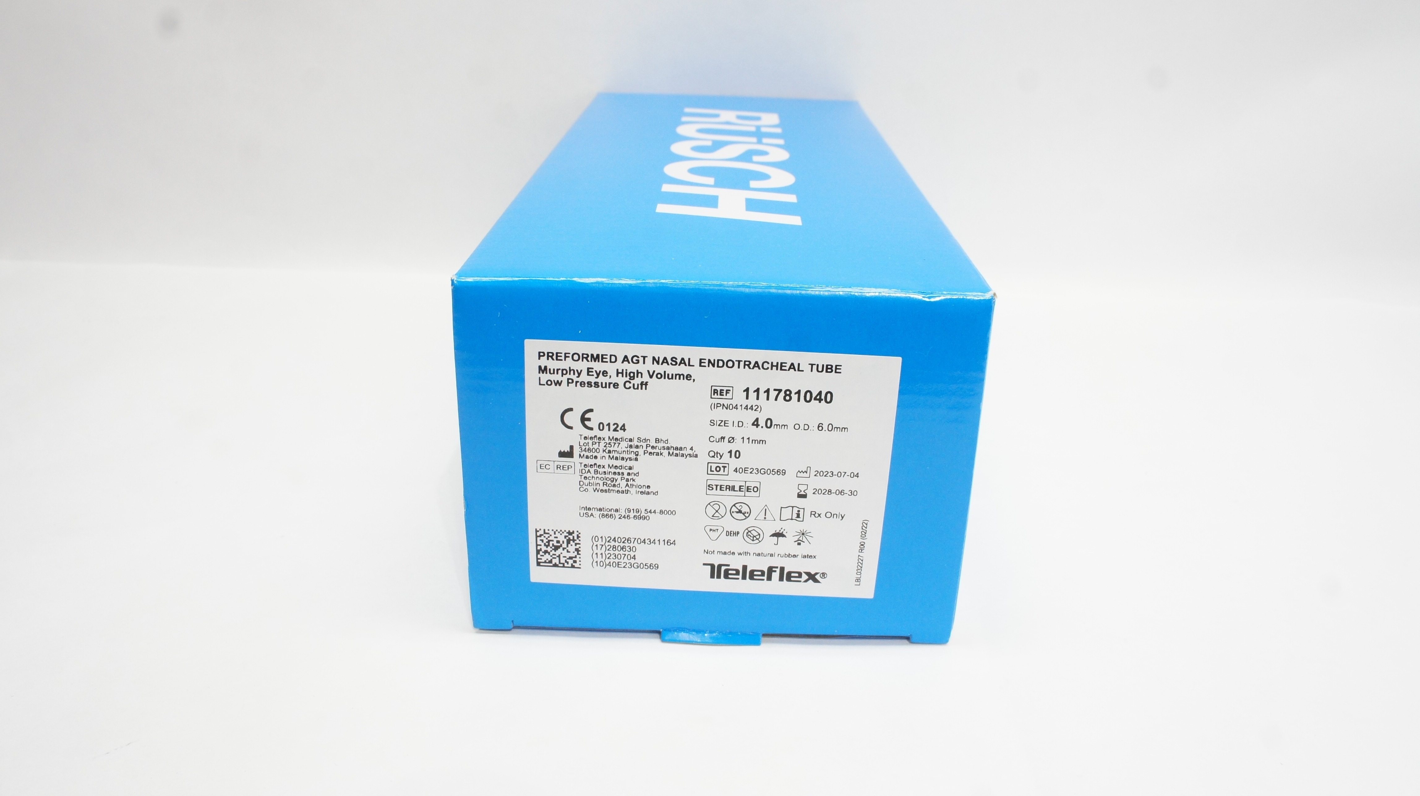 Teleflex 111781040 Preformed Agt Nasal Endotracheal Tube 4 x 6 x 11mm - Box of 9