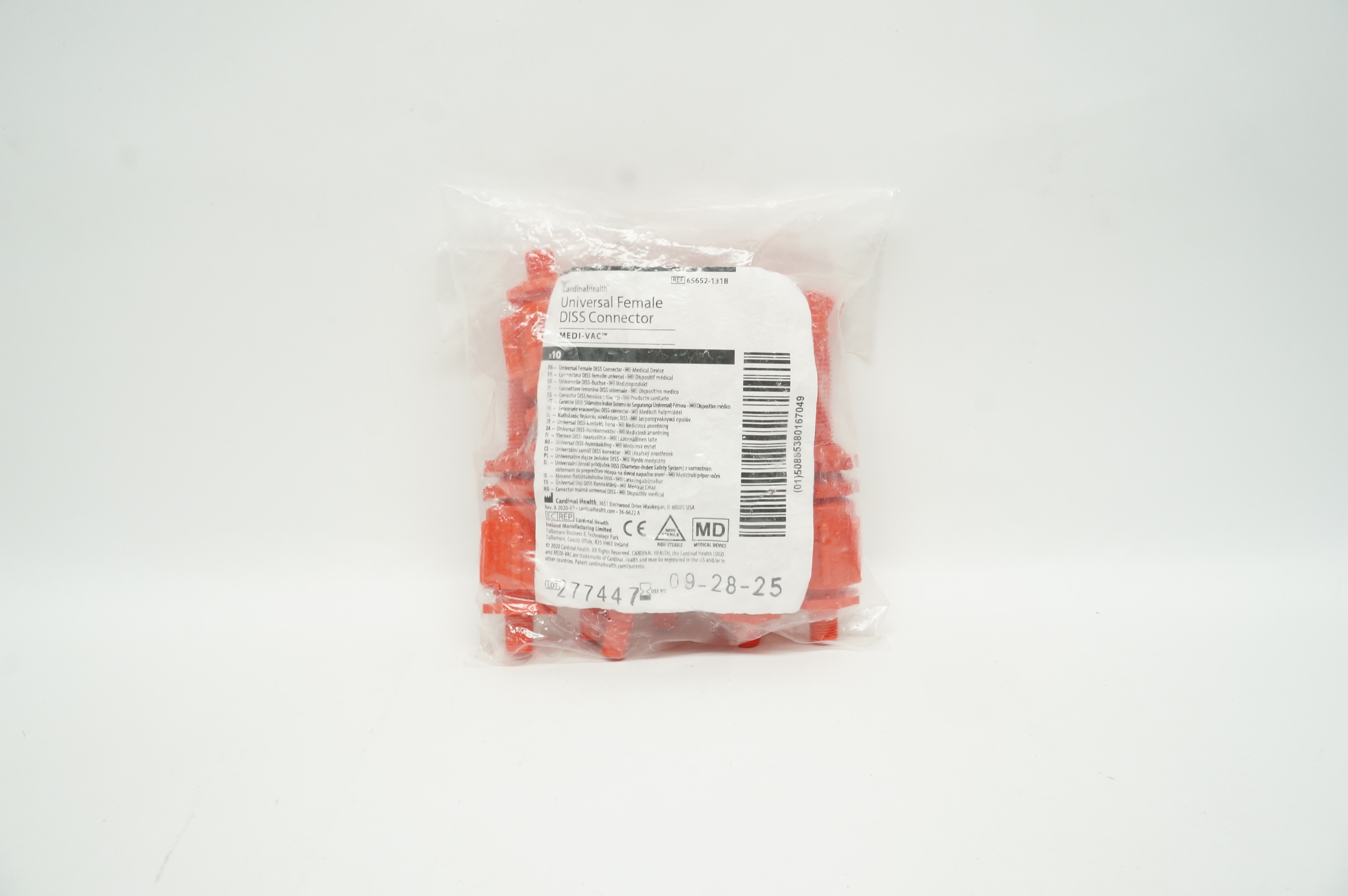 Cardinal Health 65652-131B Medi-Vac Universal Female DISS Connector - Pack of 10
