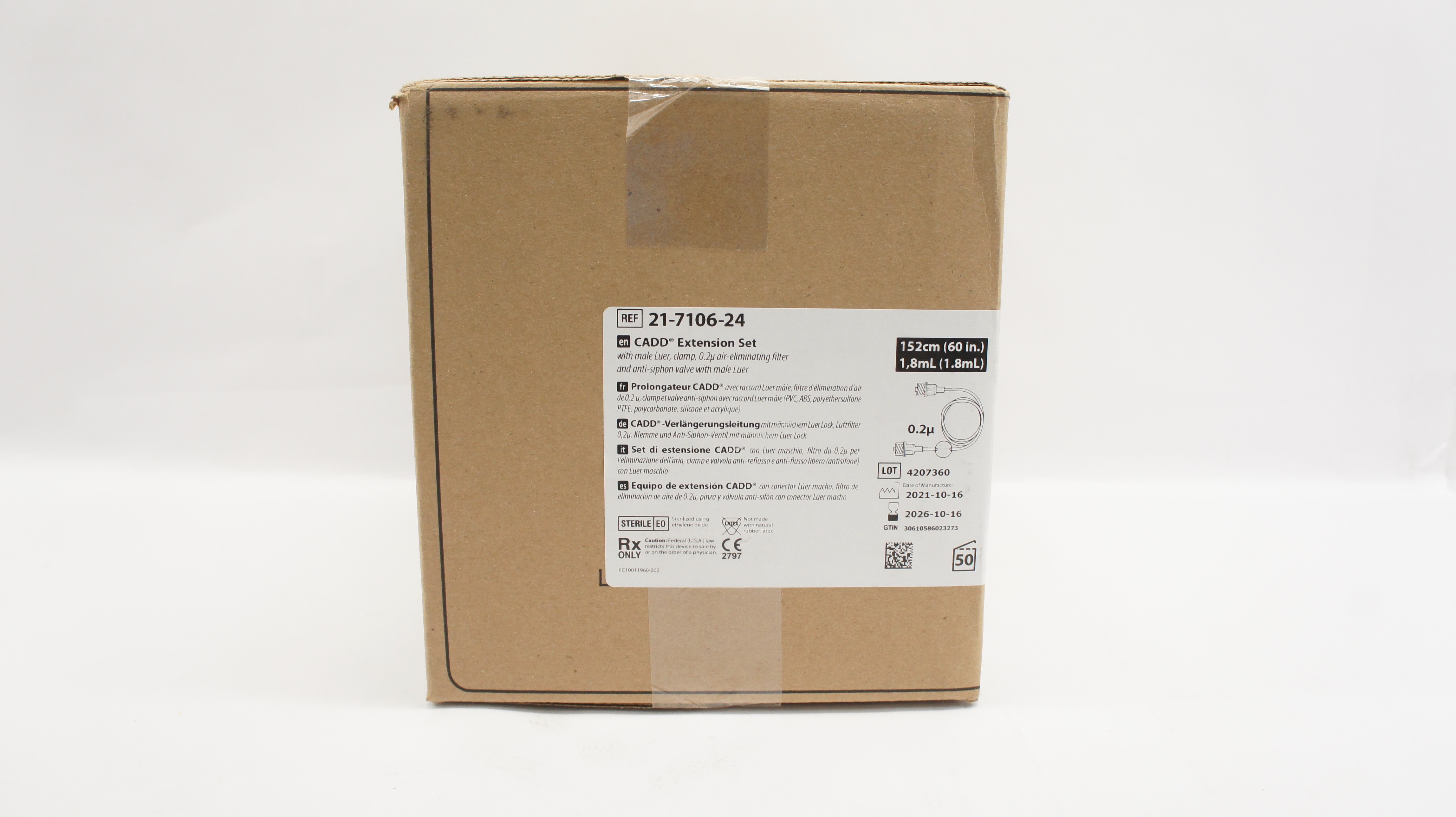 Smiths Medical 21-7106-24 CADD Extension Set 60inch x 1.8mL-Box of 50