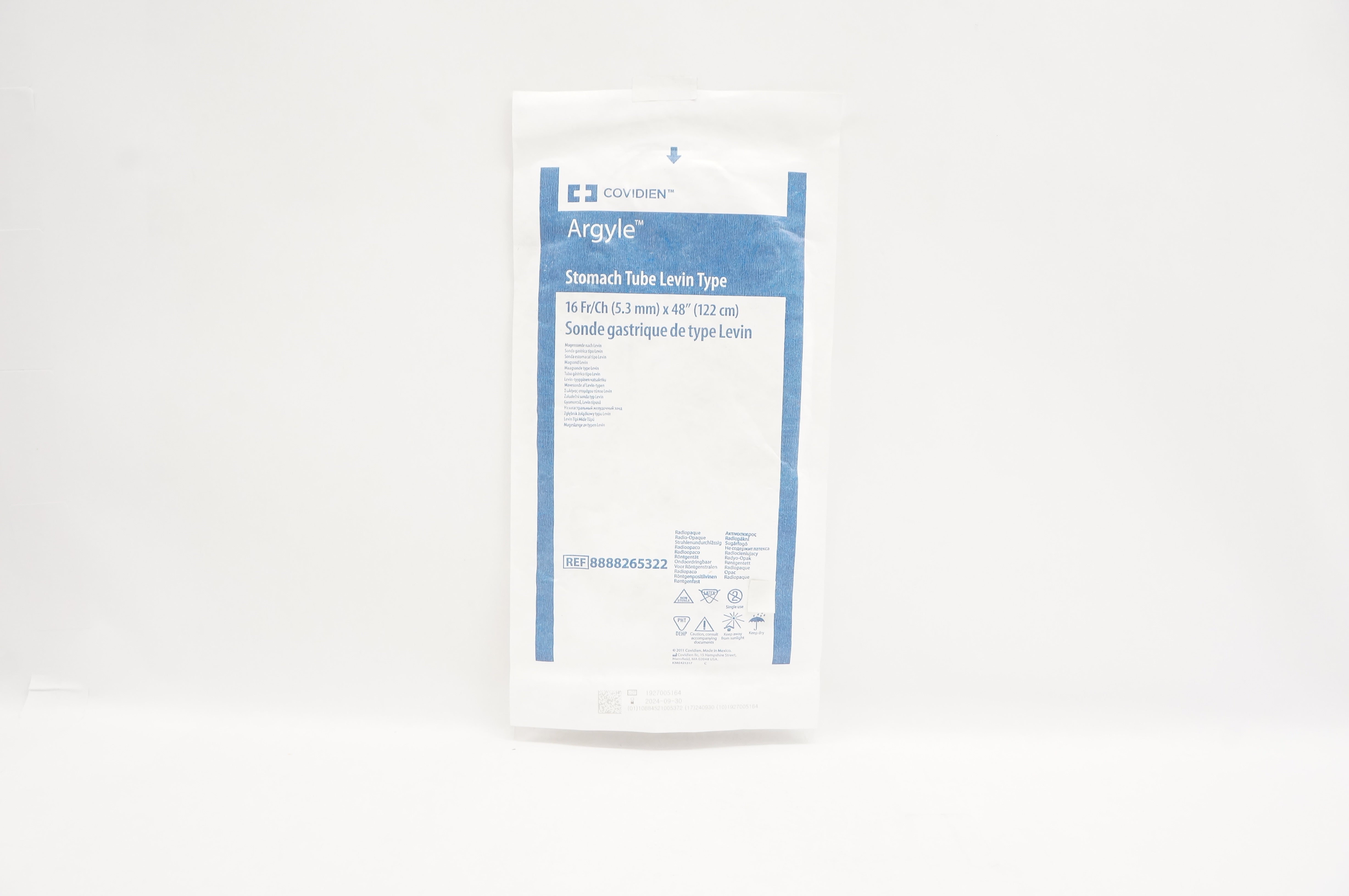 Covidien 8888265322 Argyle Stomach Tube Levin Type 16Fr/Ch x 48 inch
