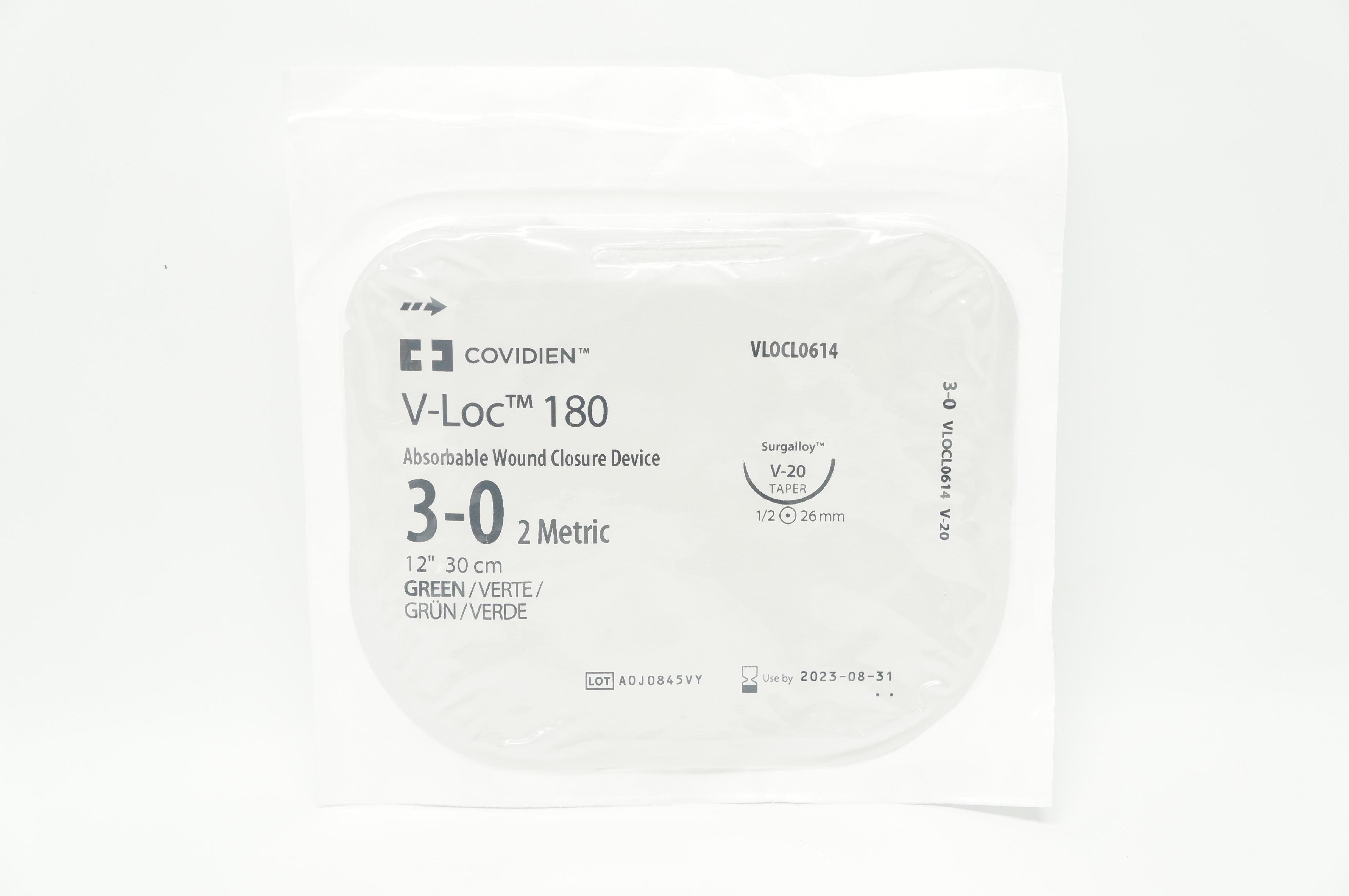 Covidien VLOCL0614 3-0 V-Loc Wound Closure Device V-20 Taper, 1/2c 26mm, 12inch