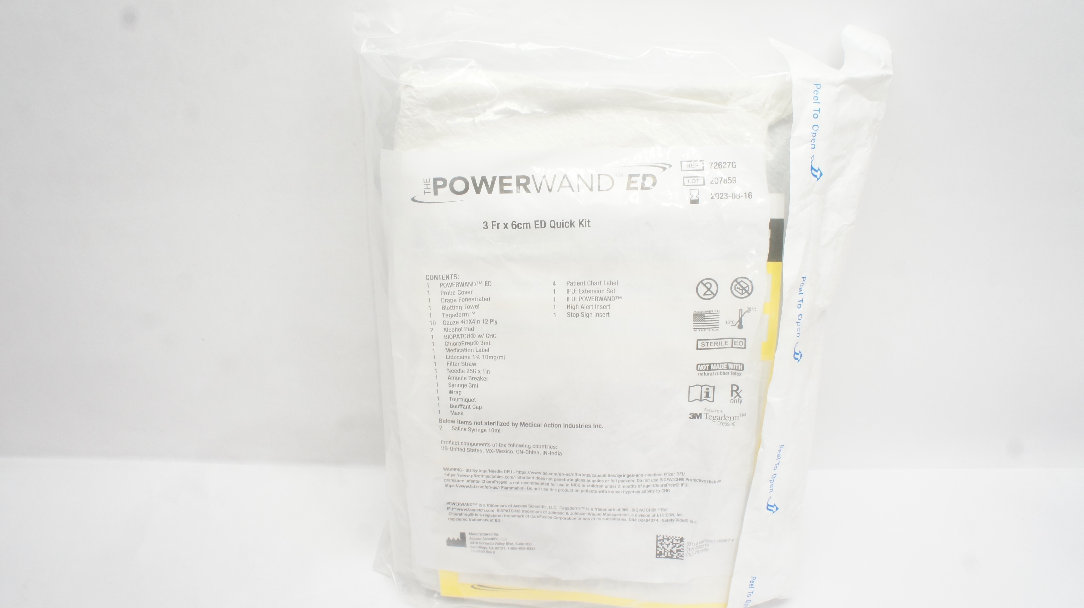 Access Scientific 72627G 3M Tegaderm Powerwand ED Quick Kit 3Fr x 6cm (x)