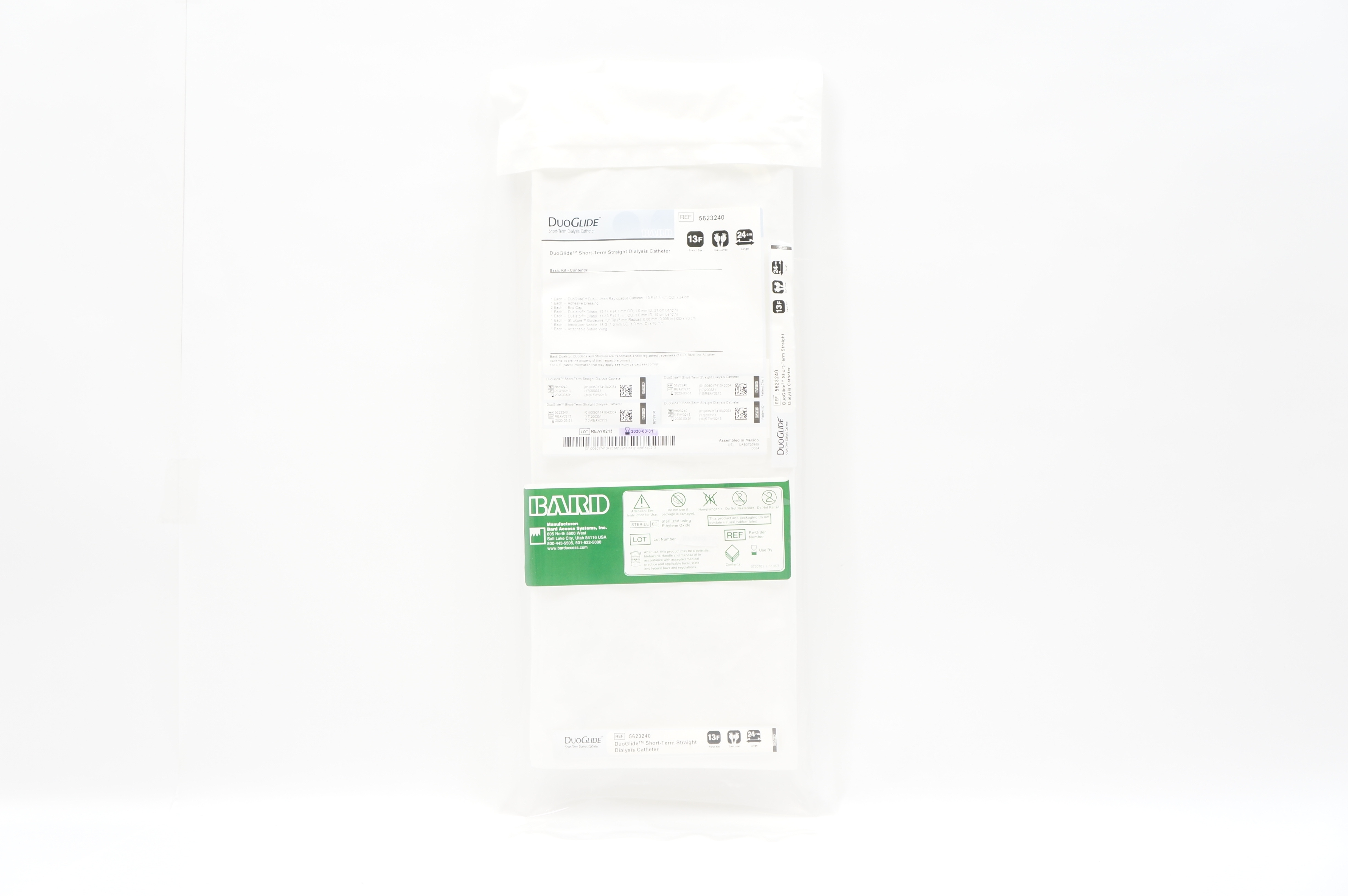 Bard 5623240 DuoGlide Short-Term Straight Dialysis Cath. 13F x 24cm (x)