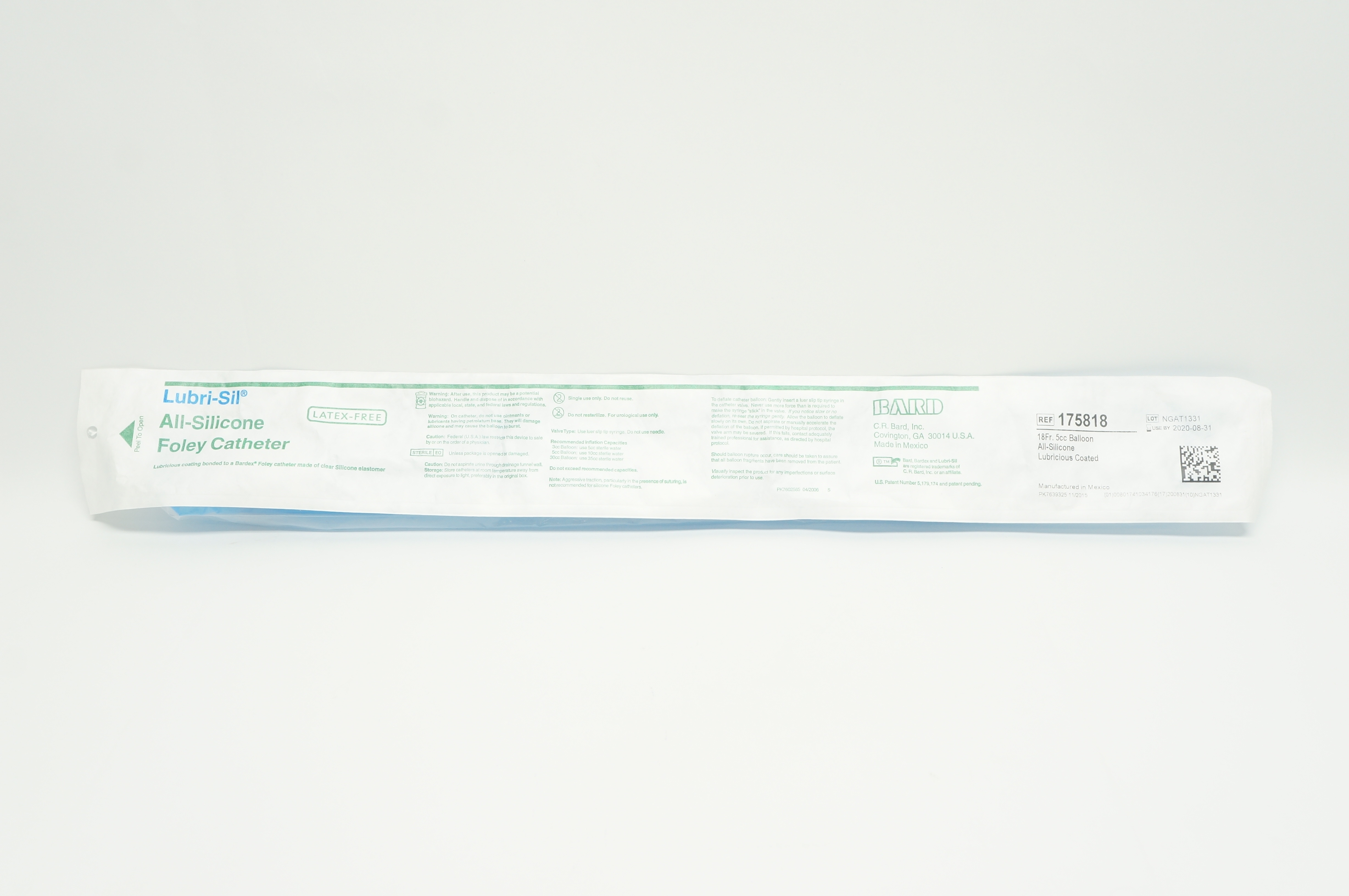 Bard 175818 Lubri-Sil I.C. Anti-Microbial All-Silicone Foley Cath. 18Fr (x)