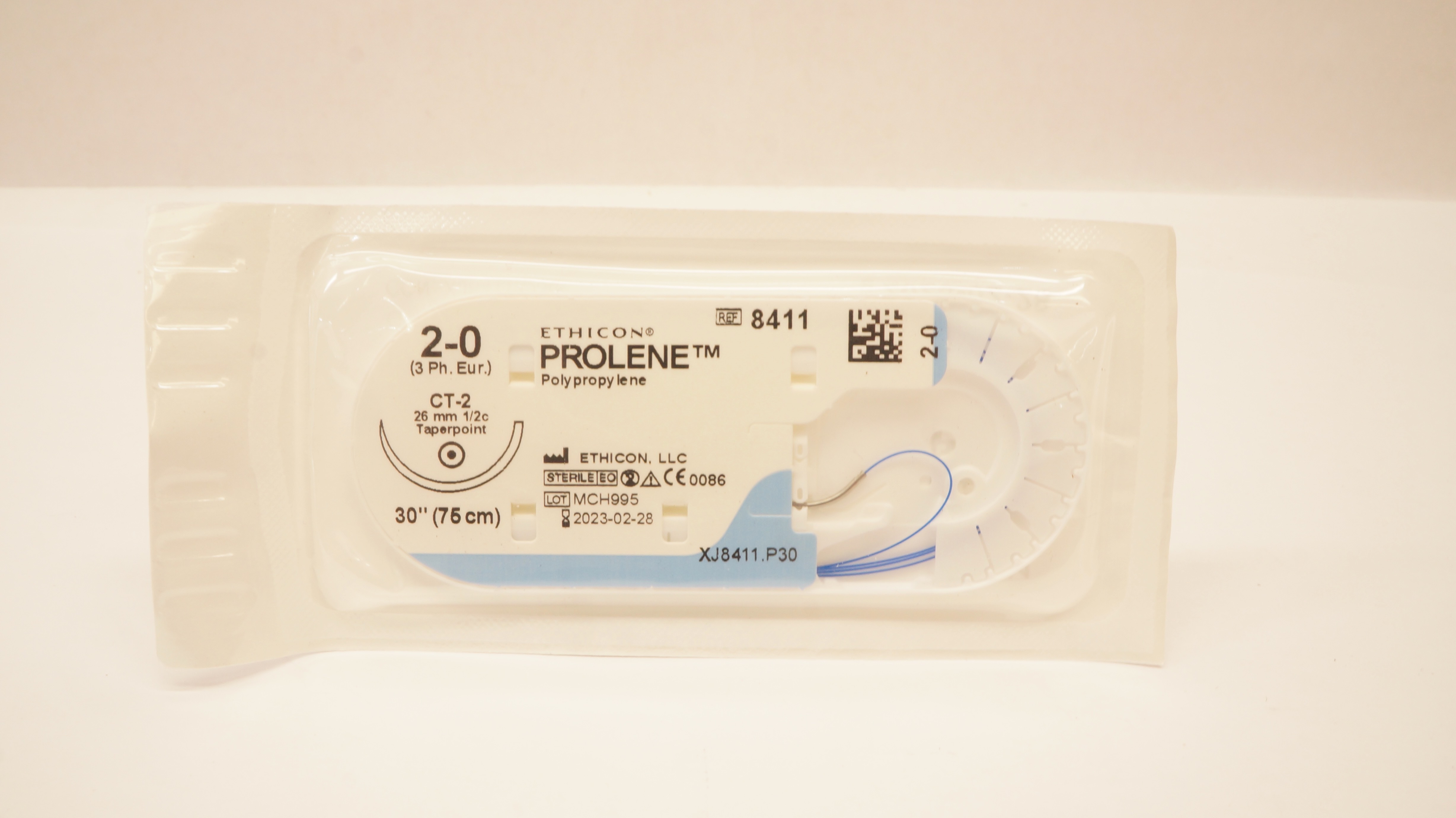 Ethicon 8411 2-0 PROLENE Polypropylene Stre CT-2 26mm 1/2c Taperpoint, 30inch