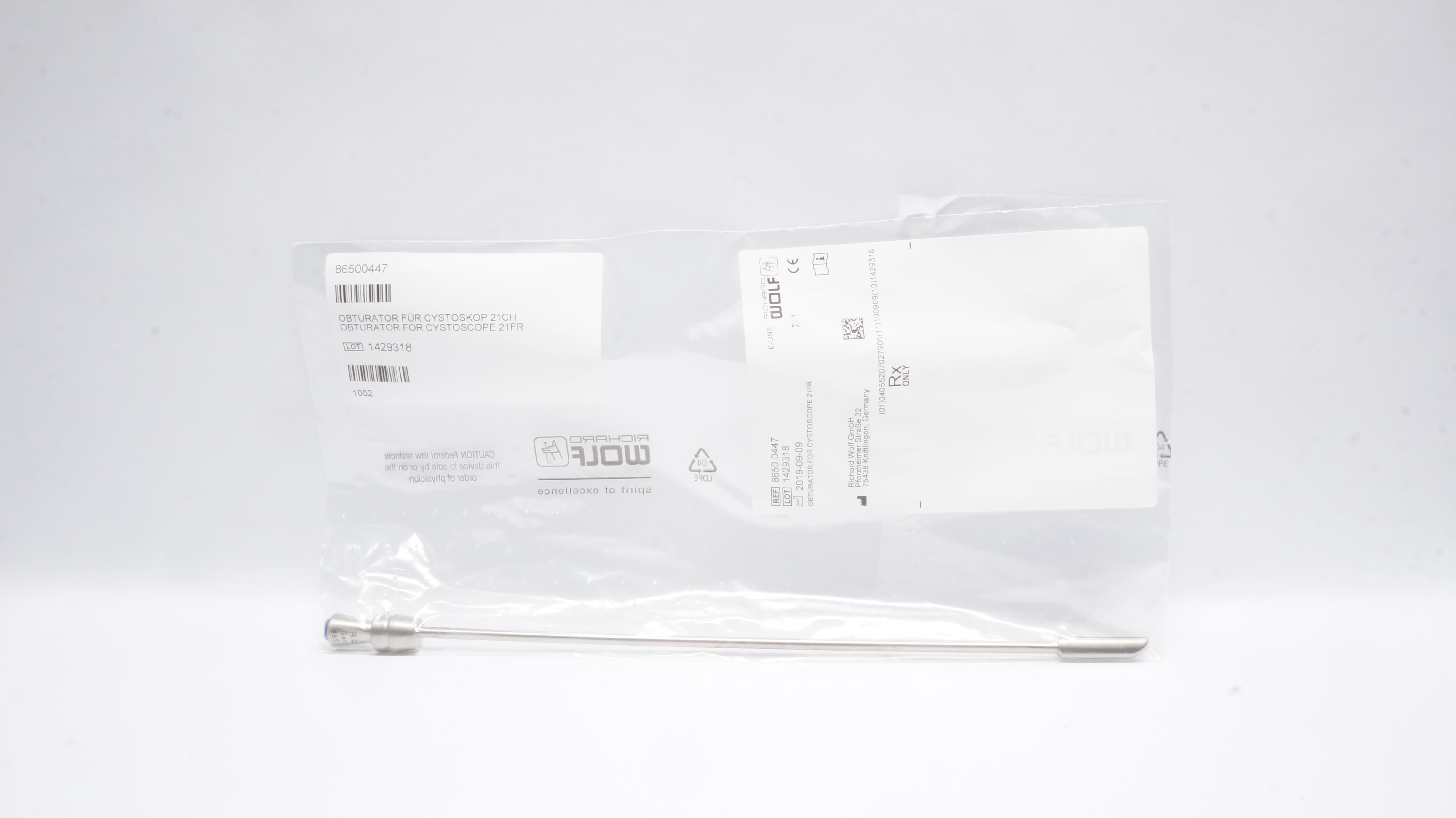 Richard Wolf 86500447 Obturator For Cystoscope 21Fr