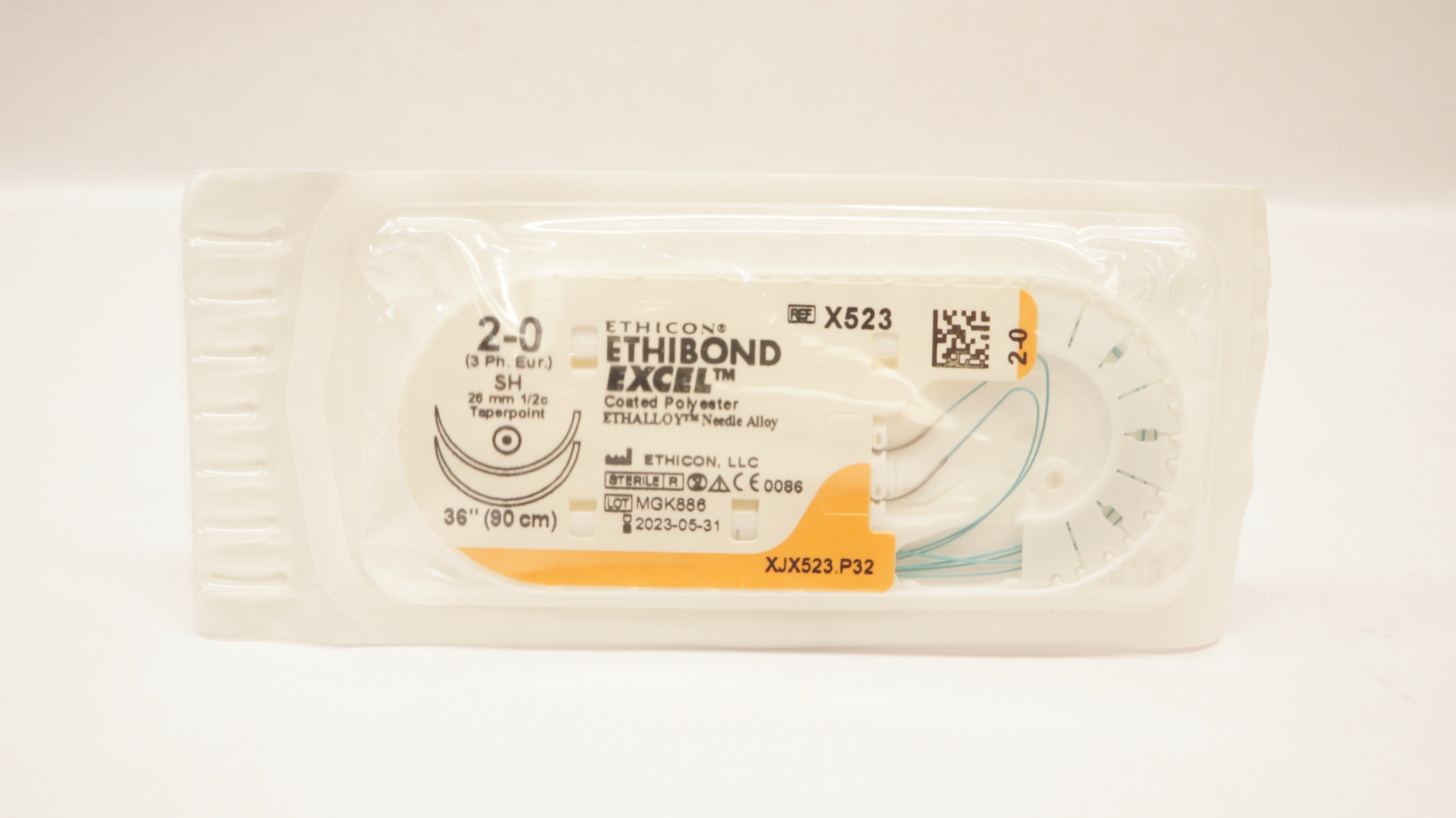 Ethicon X523 2-0 Ethibond Excel Surgical Stre SH 26mm 1/2c Taperpoint 36inch