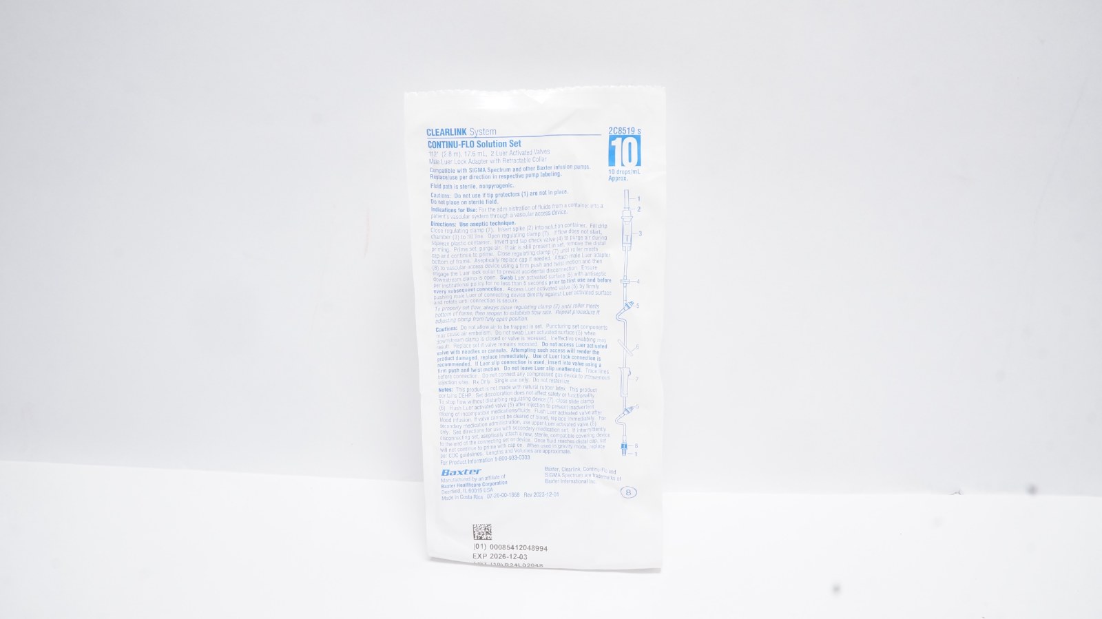 Baxter 2C8519 CLEARLINK CONTINU-FLO Solution Set 112" 17.6 mL