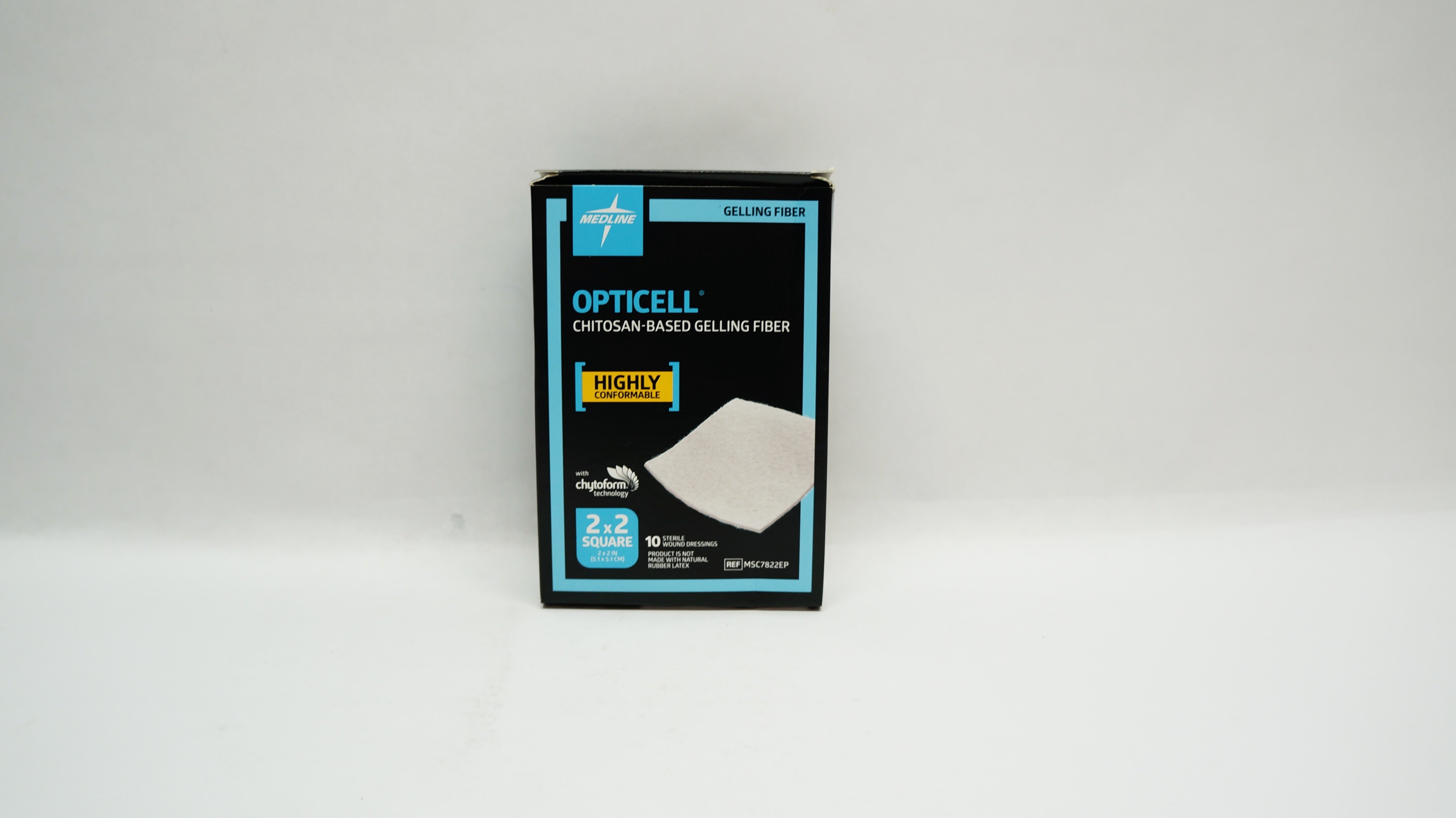 Medline MSC7822EP OPTICELL Chitosan-Based Gelling Fiber 2 x 2inch - Pack of 10