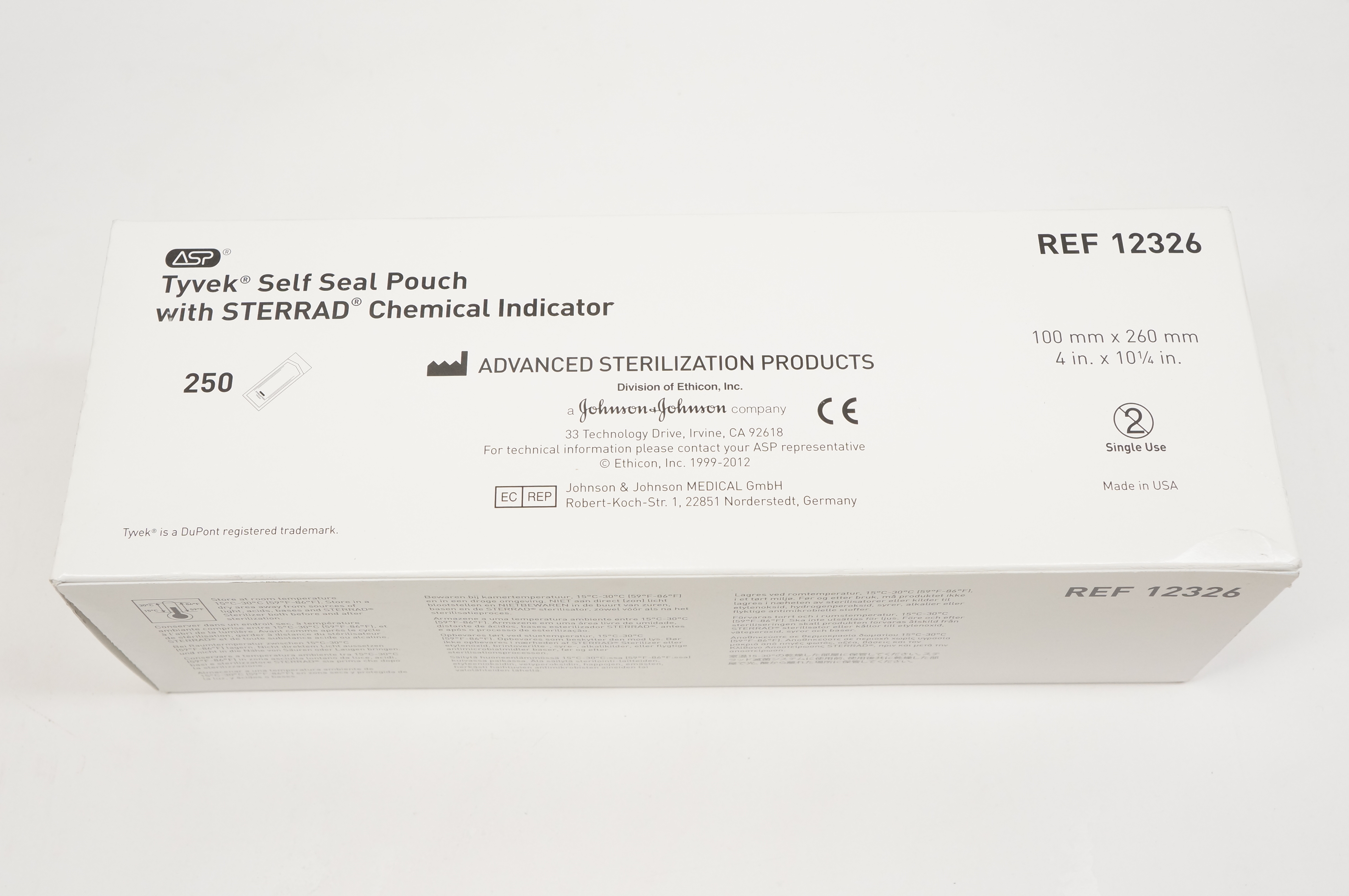 ASP 12326 Self Seal Pouch W/STERRAD Chemical Indicator 4x10-1/4in. - Box of 250