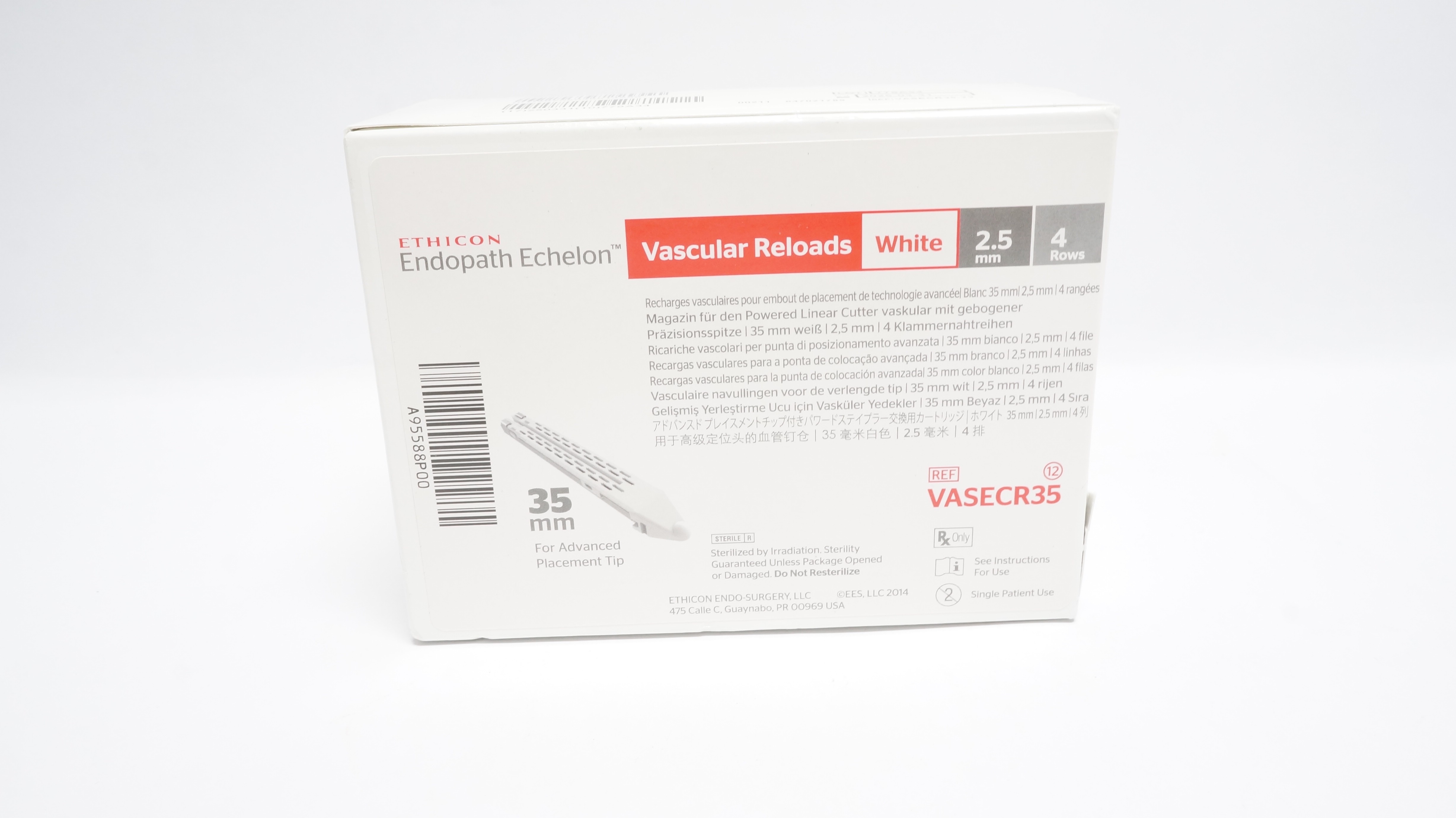 Ethicon VASECR35 Endopath Echelon Vascular Reload 35mm x 2.5mm,4 Rows -Box of 12